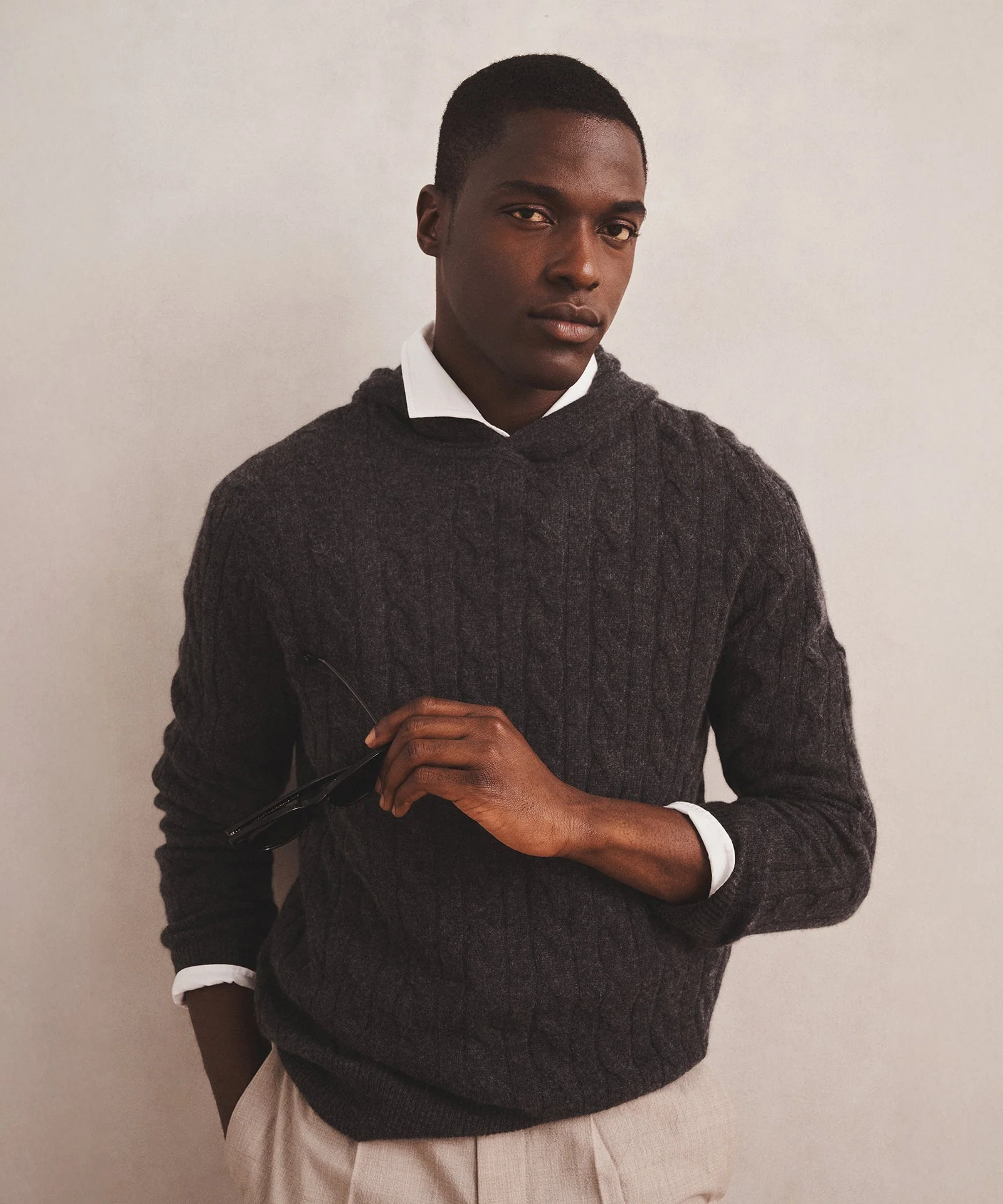 Lightweight Cashmere Cable Hoodie - Image 8