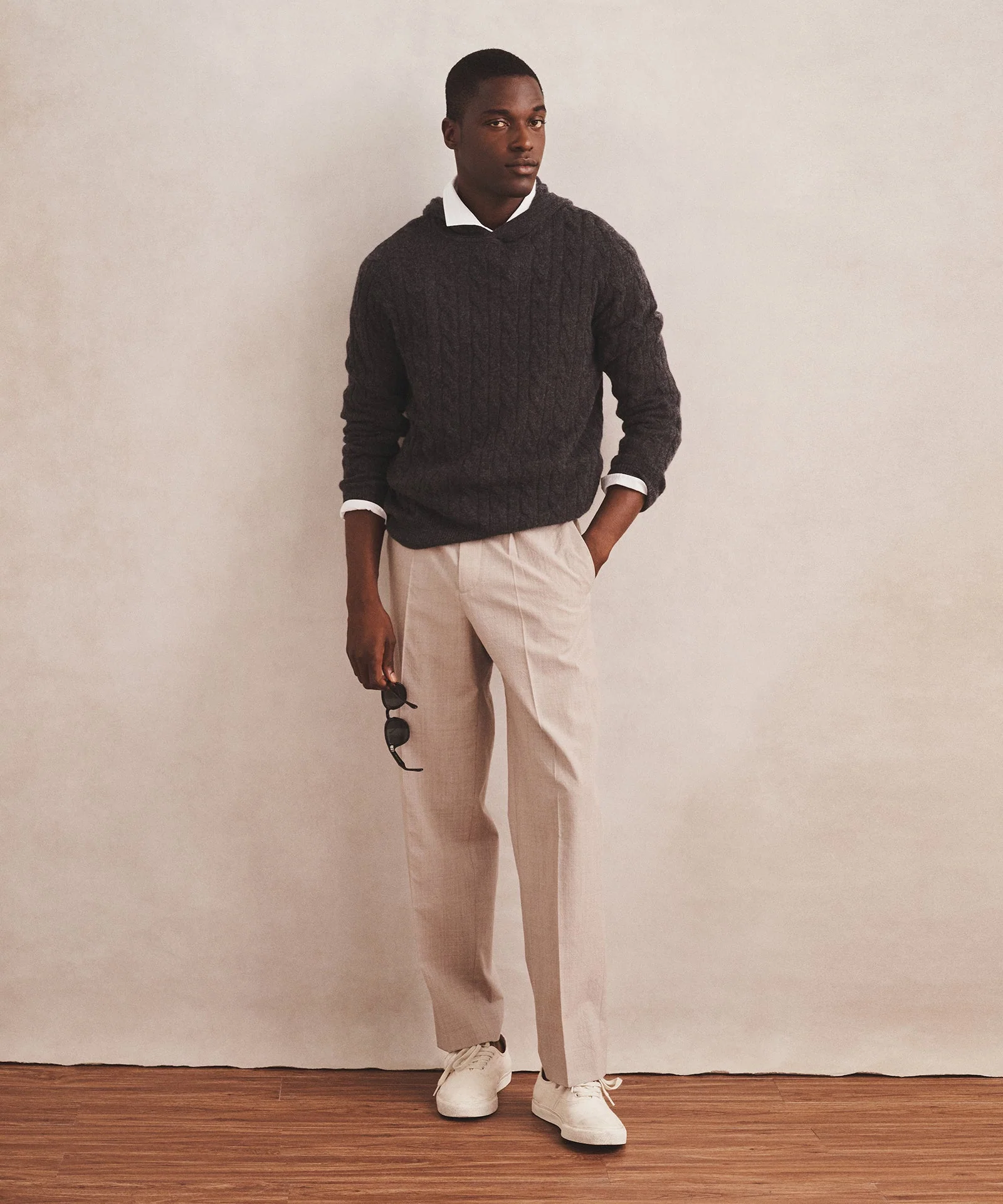 Lightweight Cashmere Cable Hoodie - Image 9
