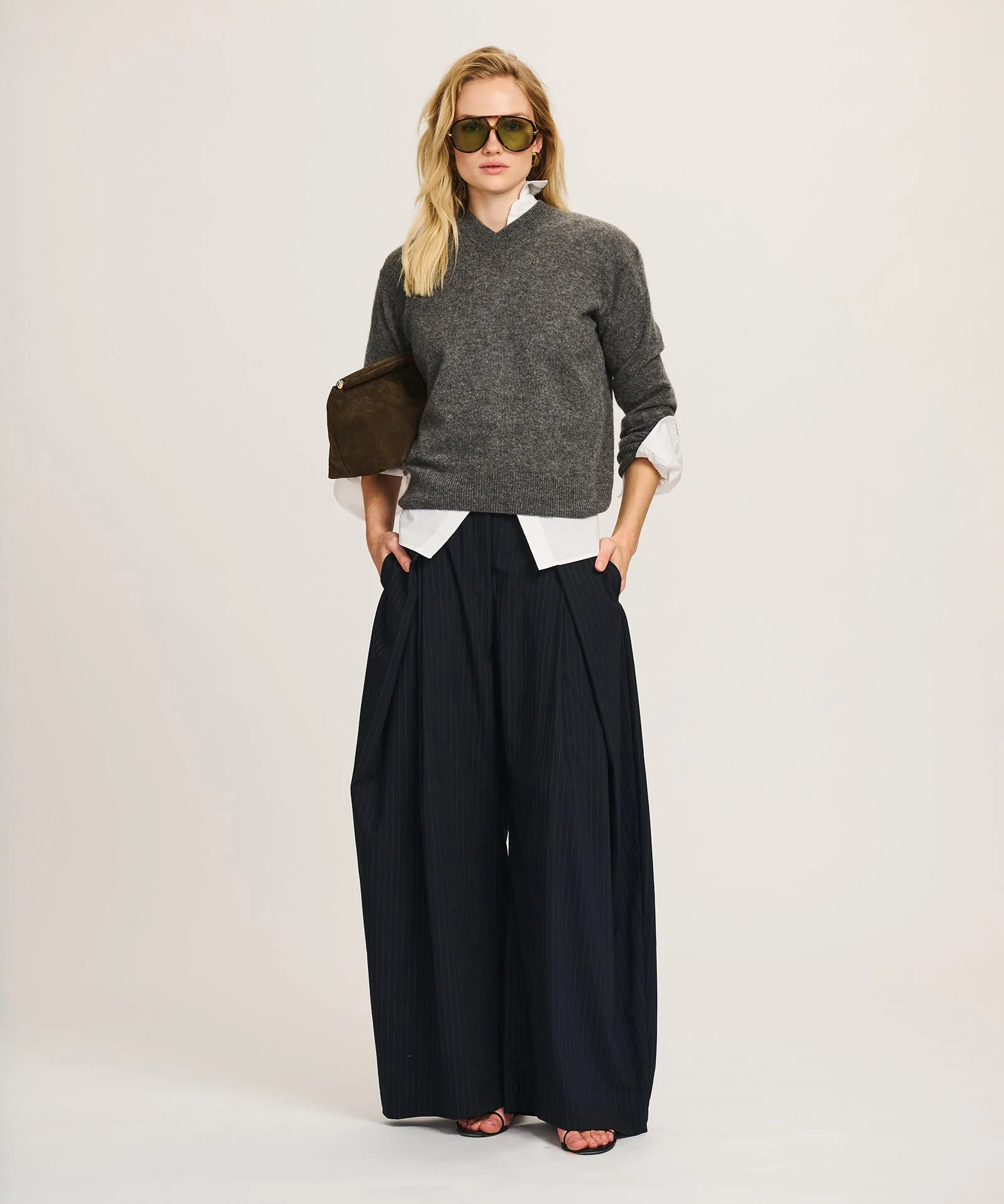 Lightweight Cashmere High V-Neck Sweater - Image 7