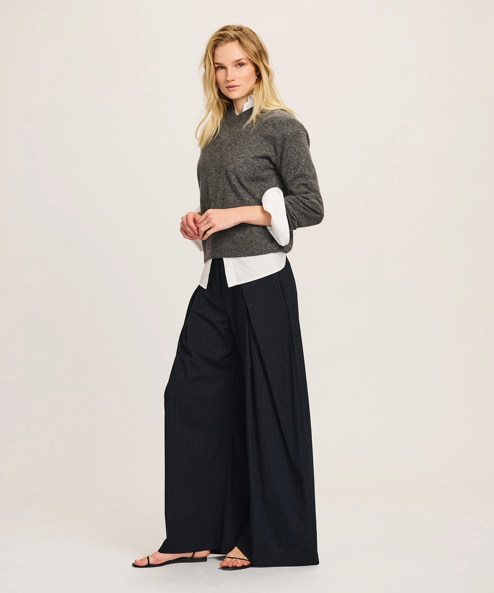 Lightweight Cashmere High V-Neck Sweater - Image 9