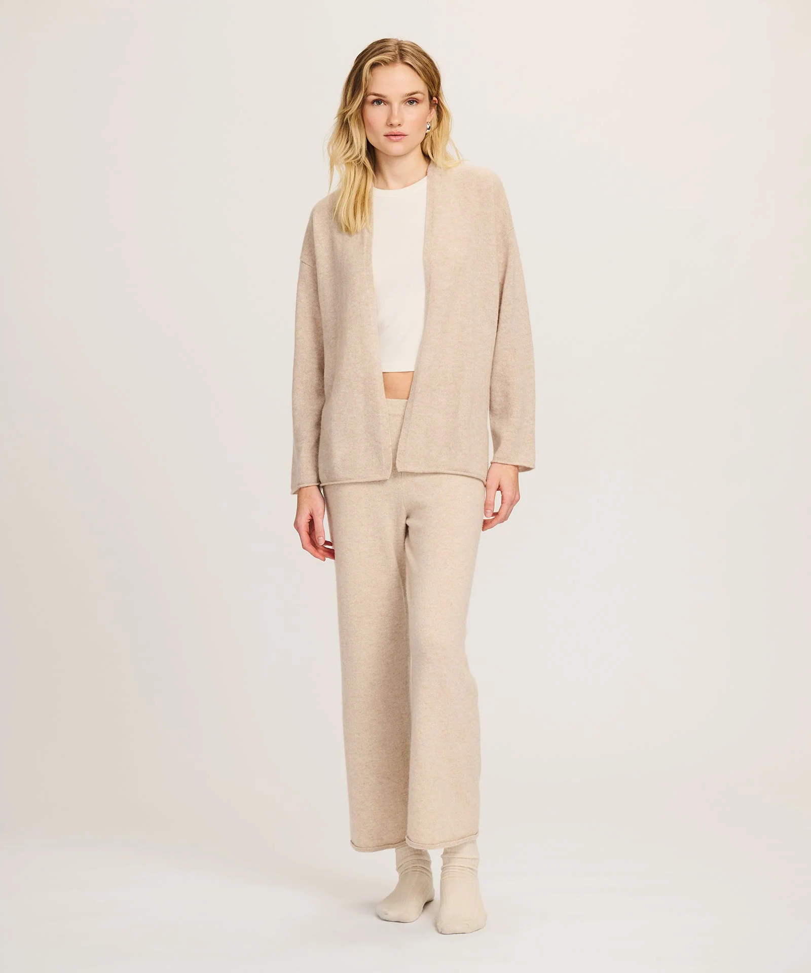 Lightweight Cashmere Open Front Cardigan - Image 3