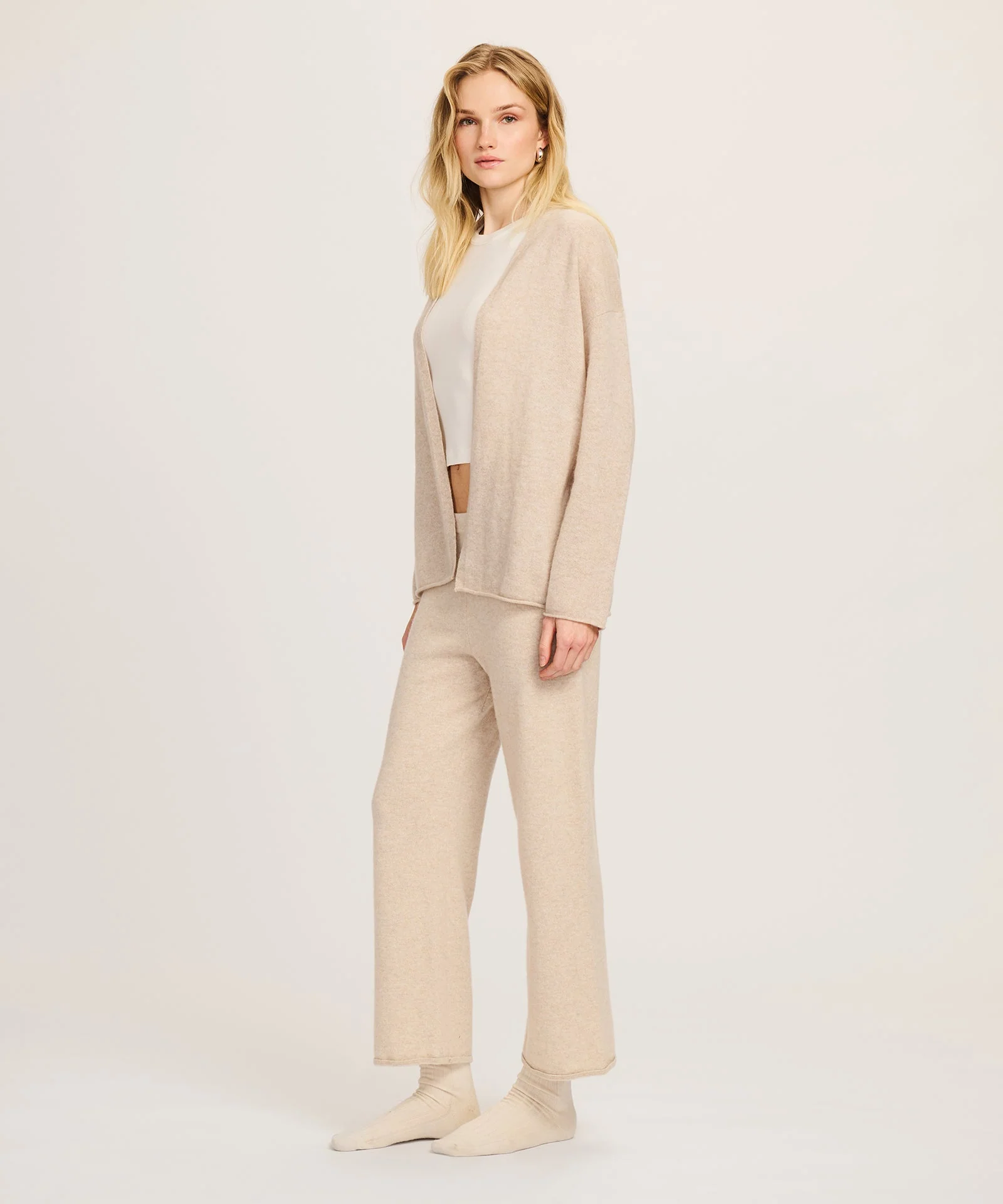 Lightweight Cashmere Open Front Cardigan - Image 4