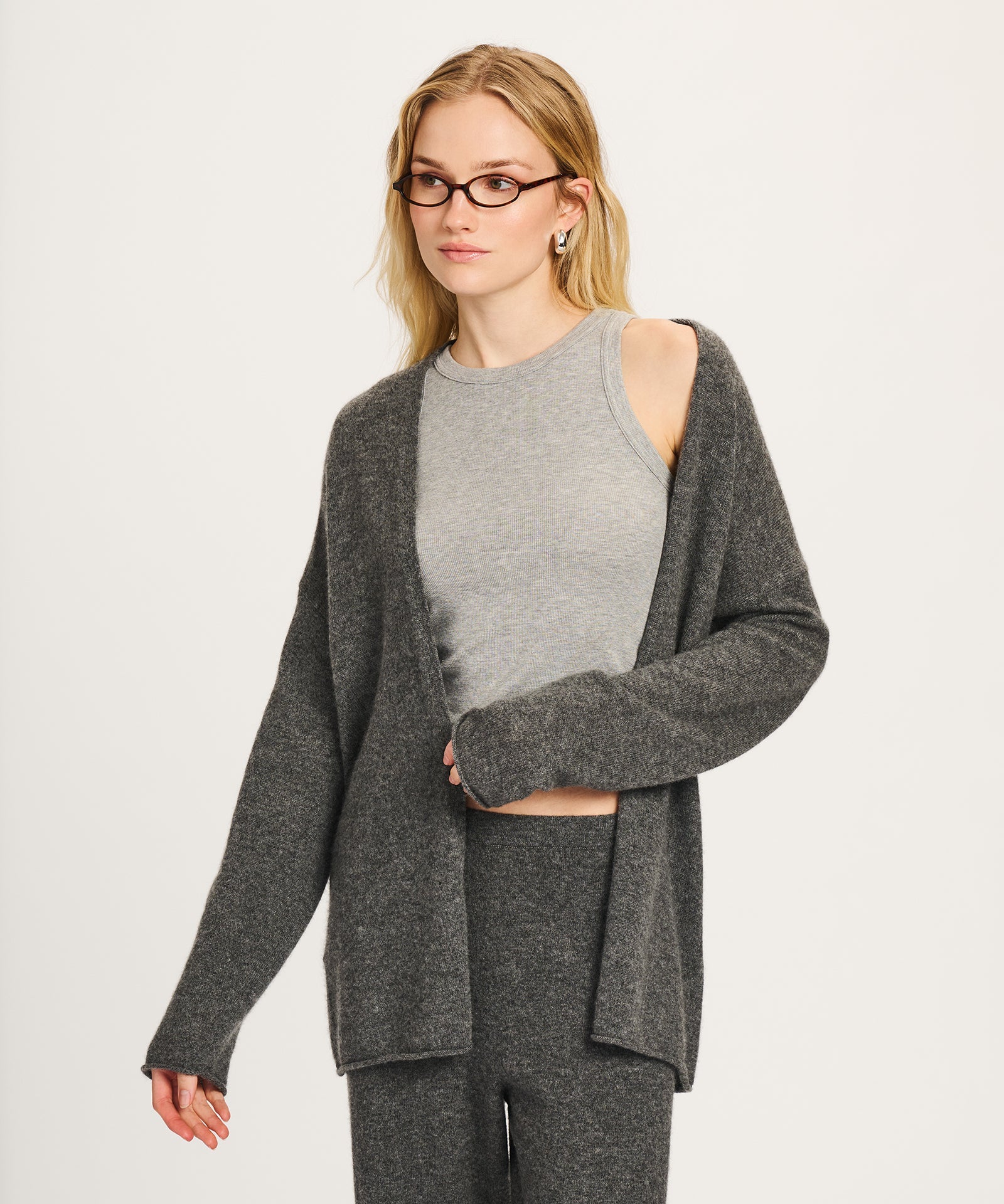 Lightweight Cashmere Open Front Cardigan - Image 6