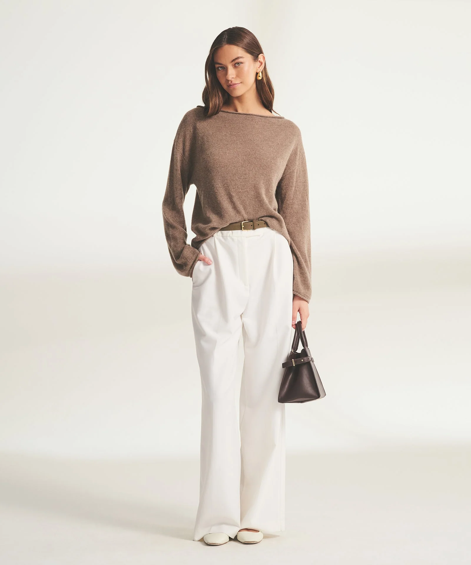 Lightweight Cashmere Relaxed Boatneck Sweater - Image 16