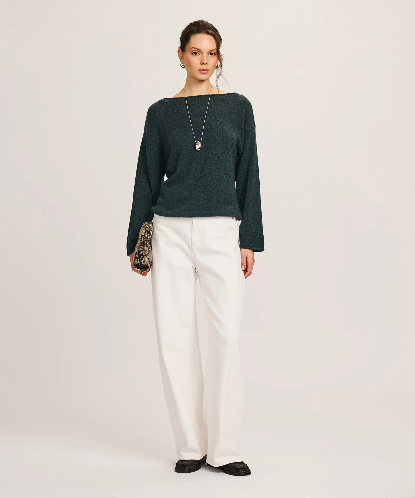 Lightweight Cashmere Relaxed Boatneck Sweater - Image 37