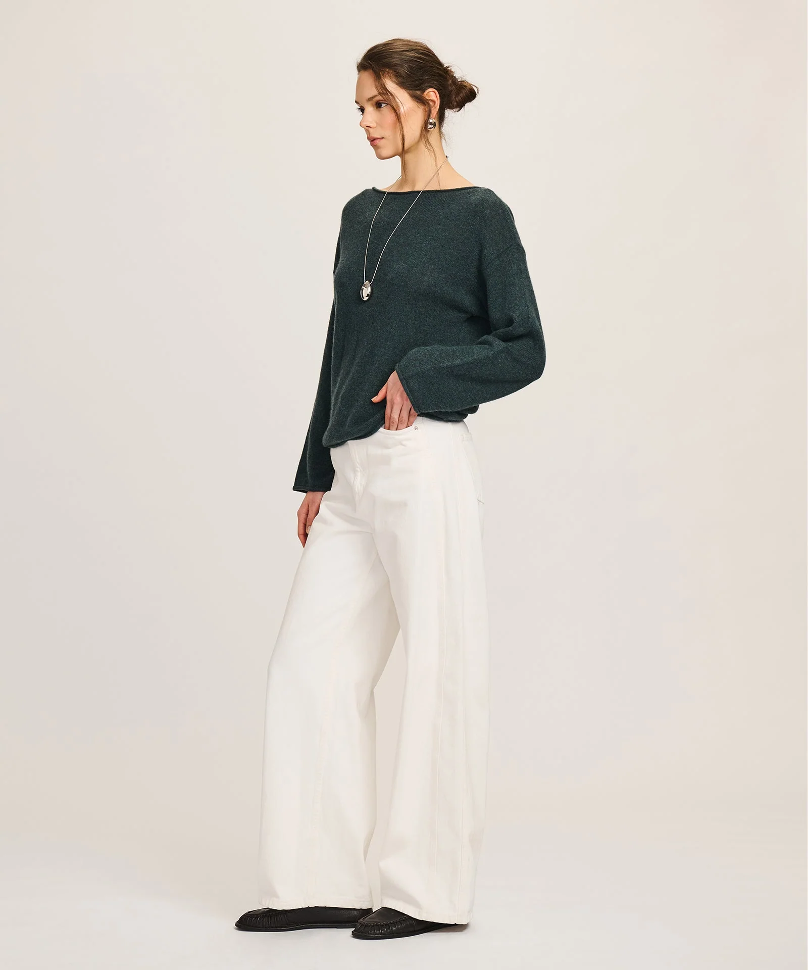 Lightweight Cashmere Relaxed Boatneck Sweater - Image 38