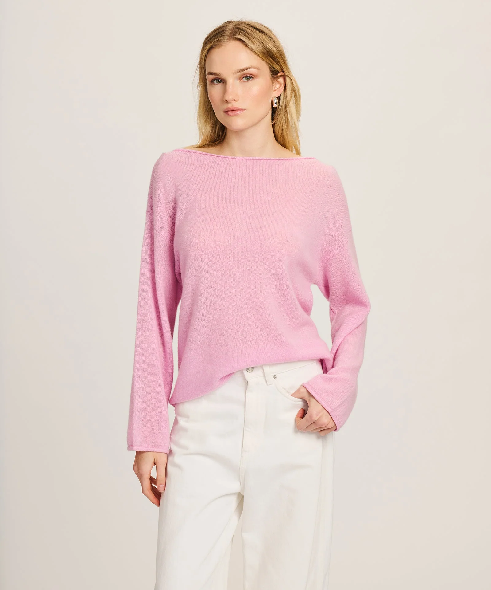 Lightweight Cashmere Relaxed Boatneck Sweater - Image 40
