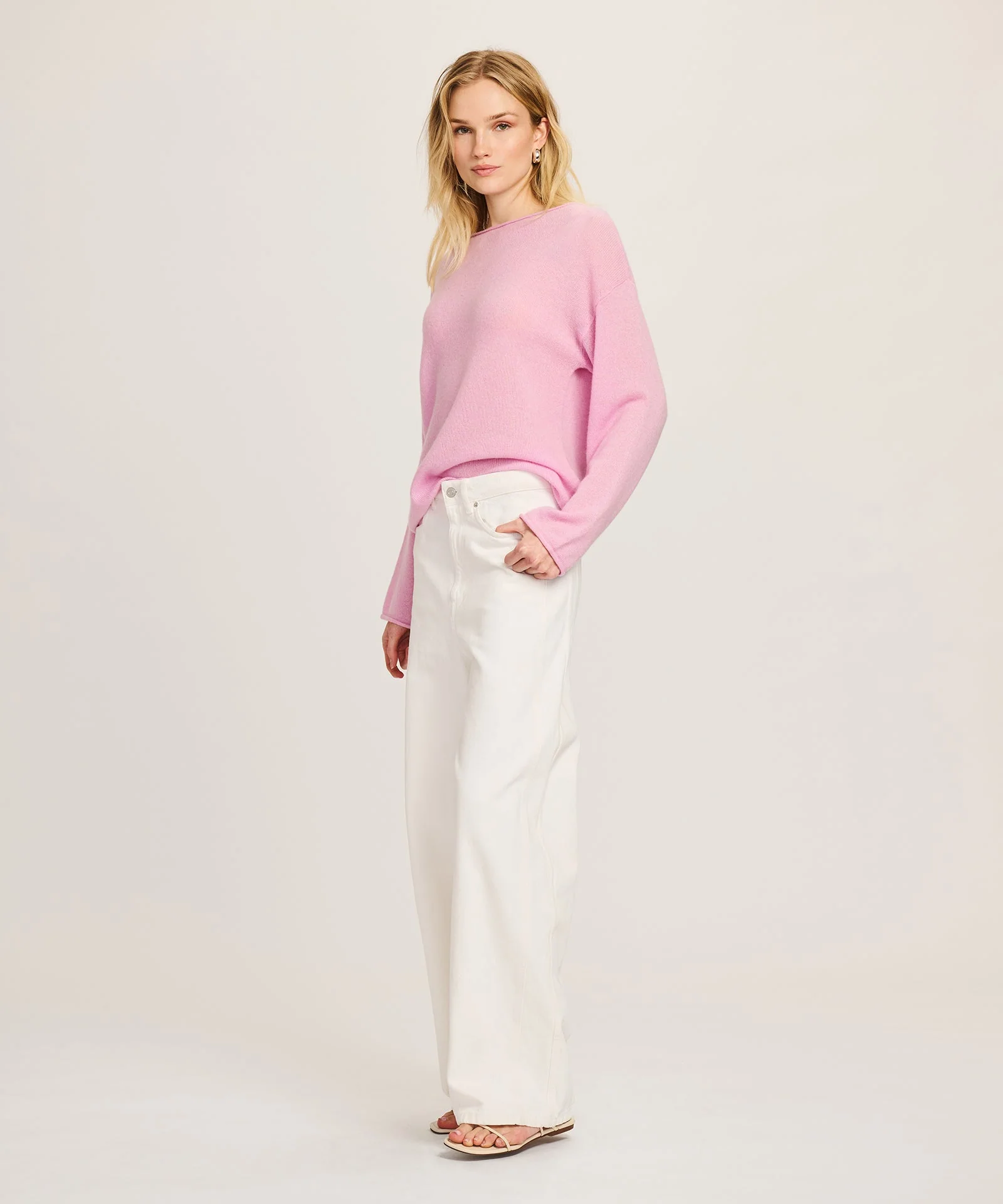 Lightweight Cashmere Relaxed Boatneck Sweater - Image 41