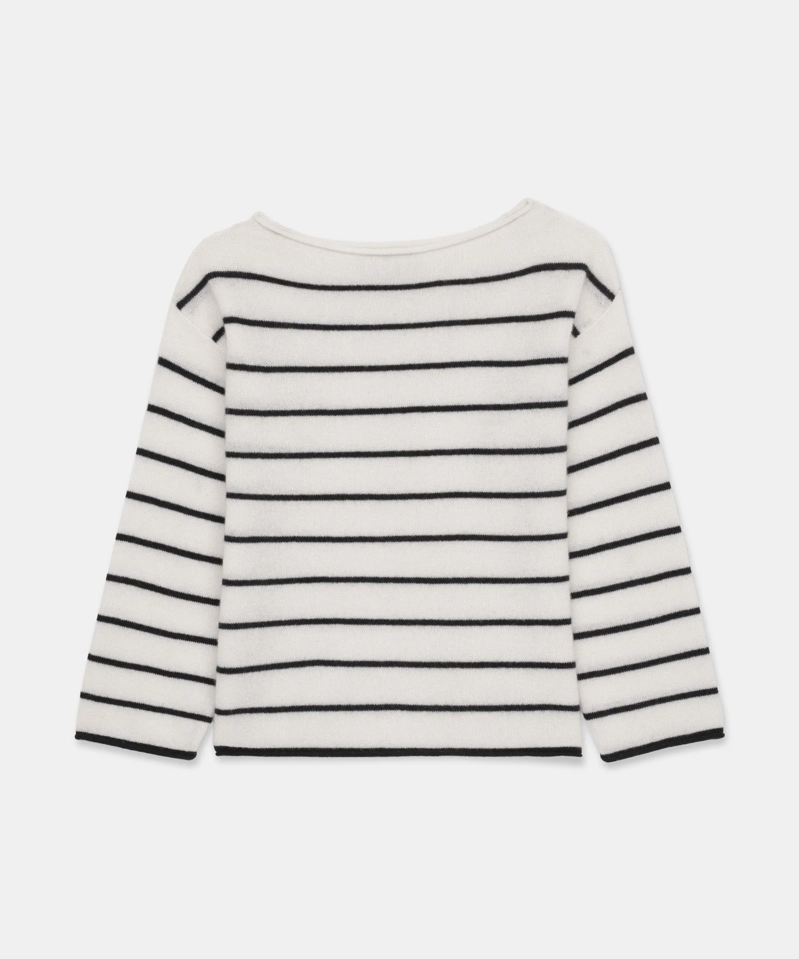 Lightweight Cashmere Relaxed Striped Boatneck Sweater - Image 7