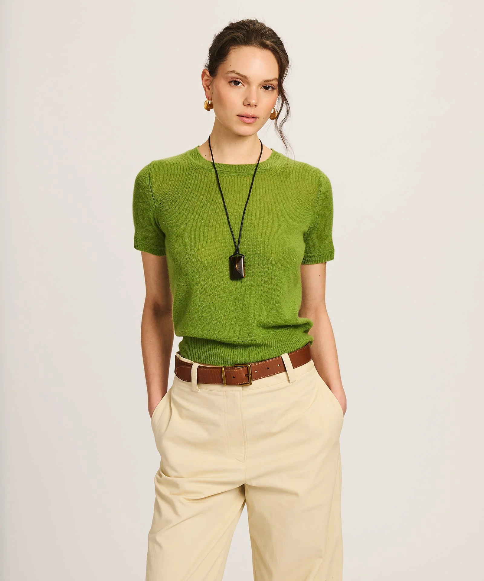 Lightweight Cashmere Short Sleeve Sweater - Image 3