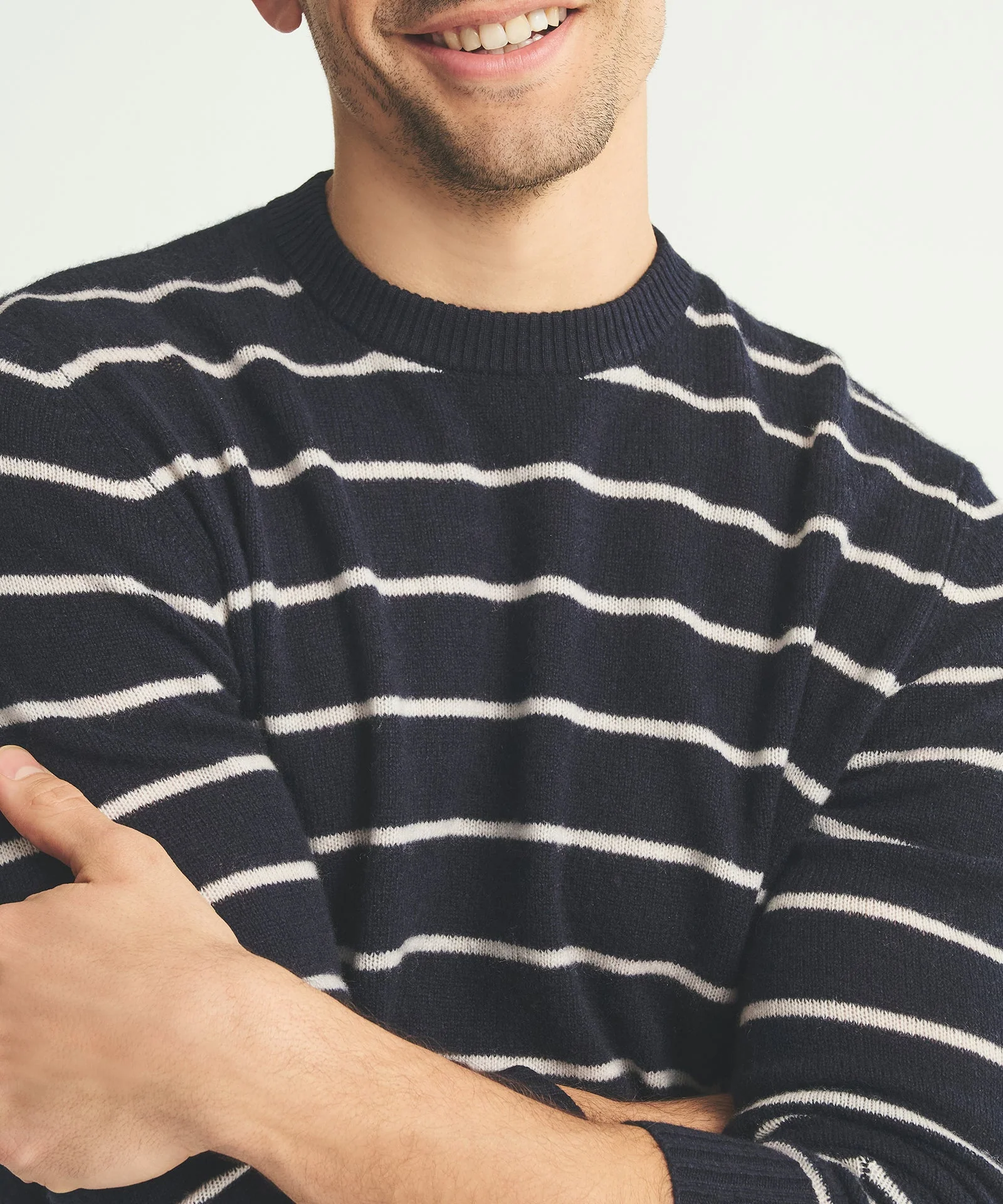 Lightweight Cashmere Striped Crewneck - Image 3