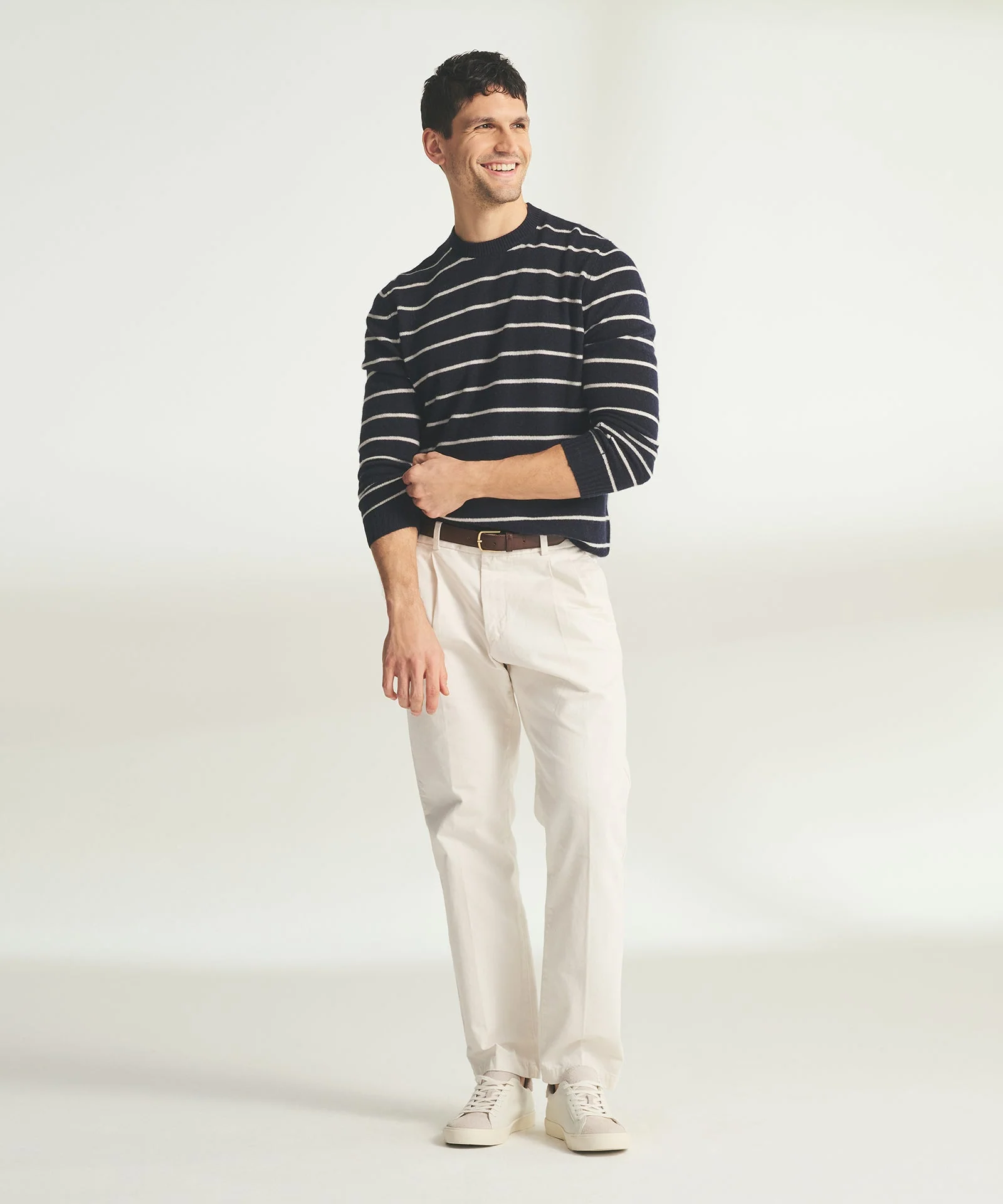 Lightweight Cashmere Striped Crewneck - Image 4
