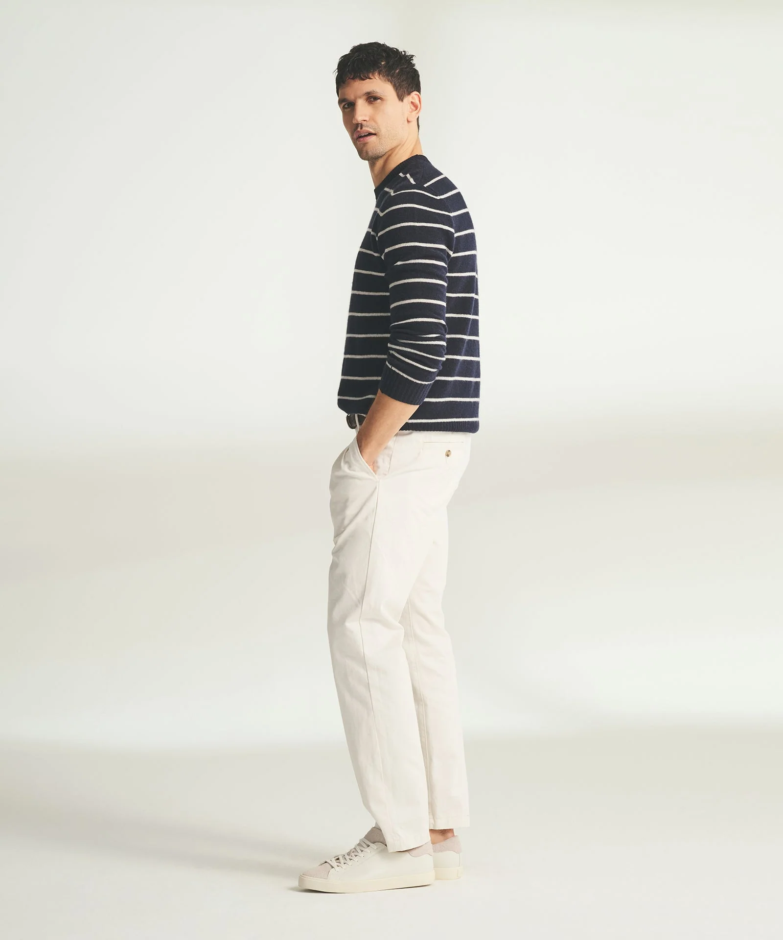 Lightweight Cashmere Striped Crewneck - Image 5
