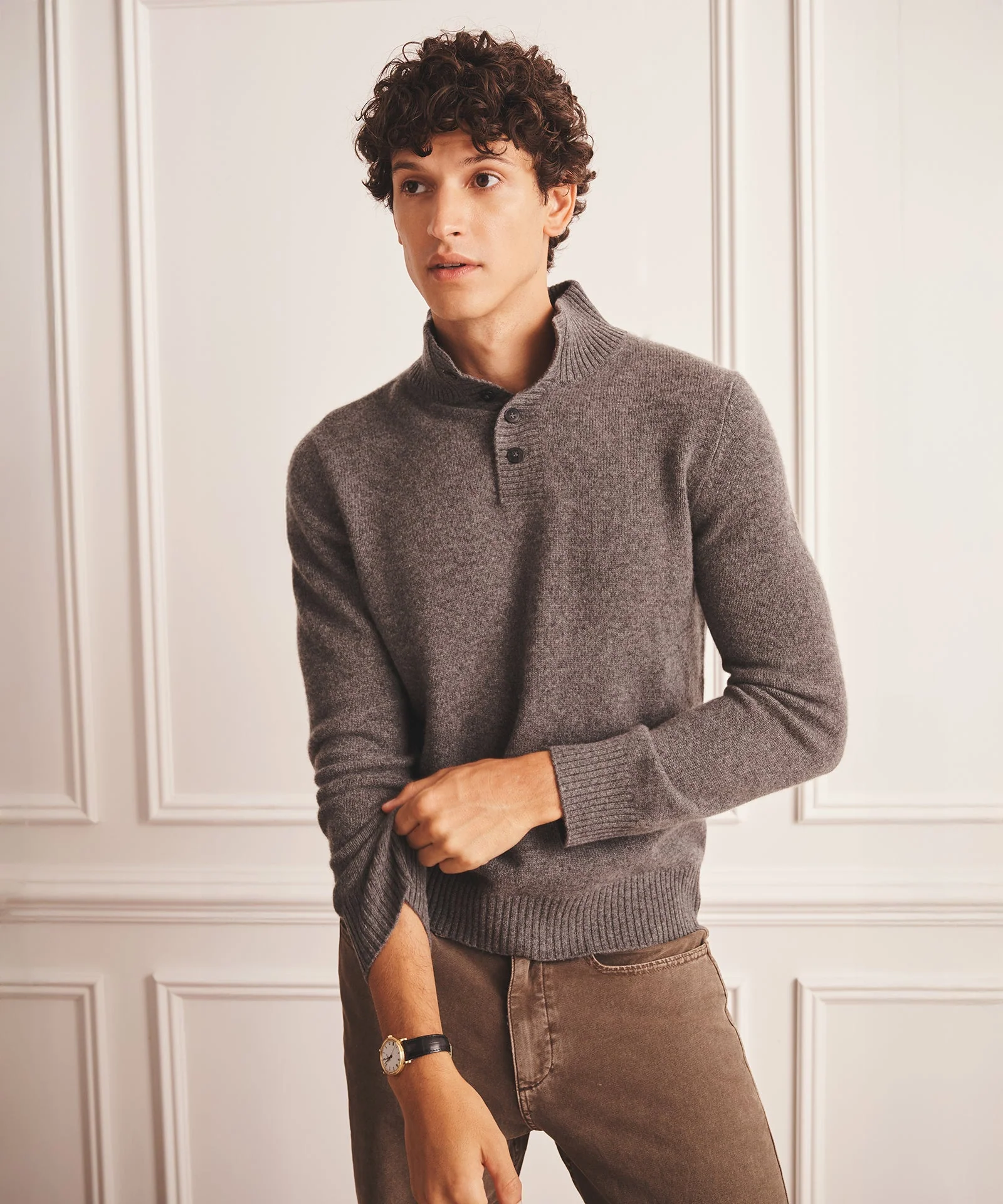 Luxe Cashmere Button Pullover Sweater - Image 3