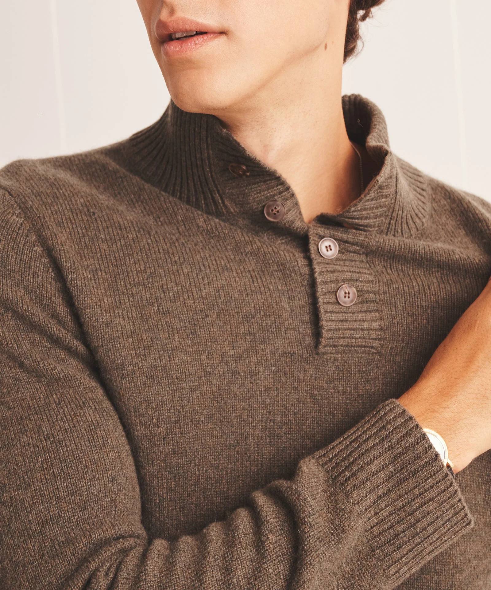Luxe Cashmere Button Pullover Sweater - Image 5