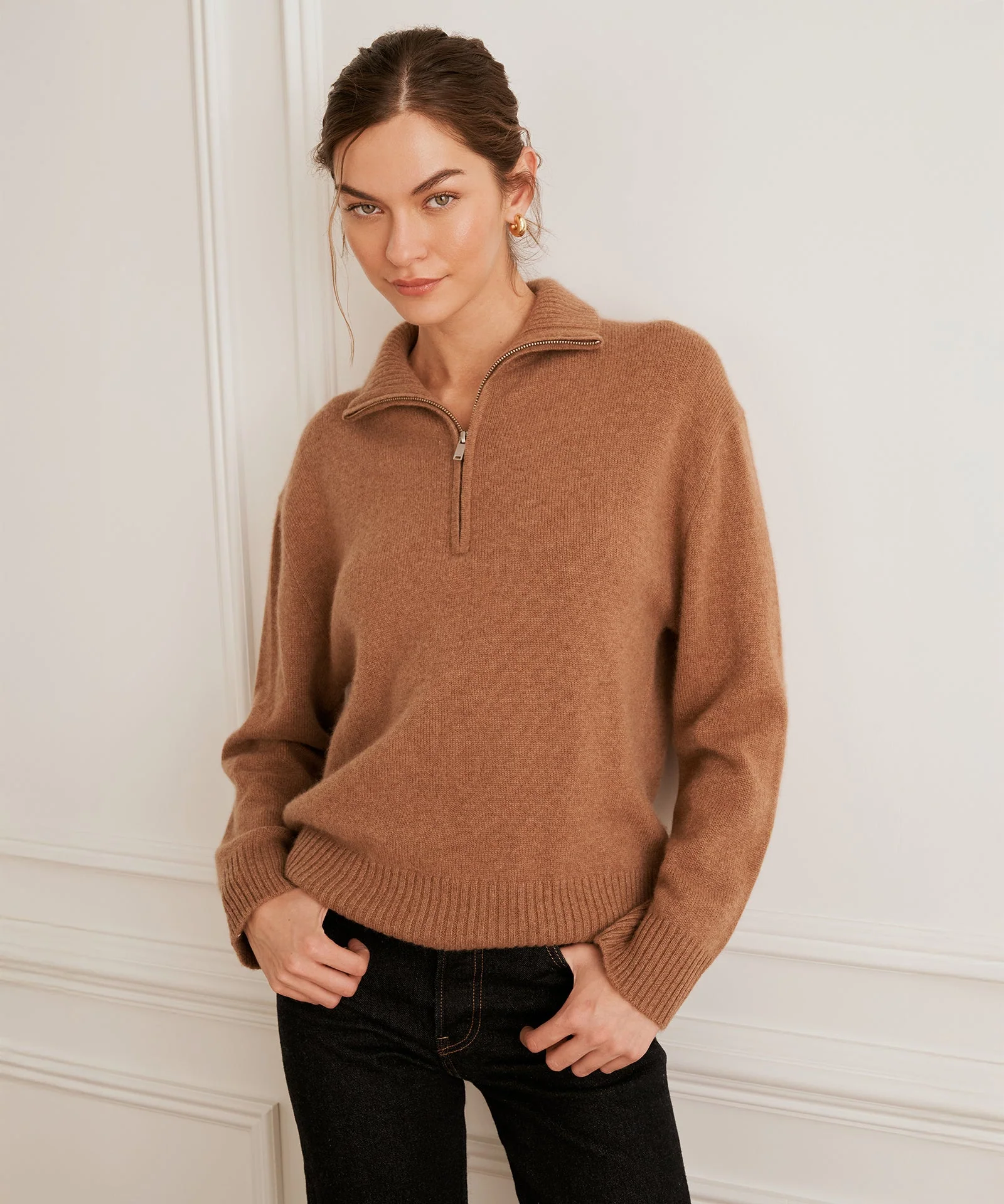 Luxe Cashmere High Neck Quarter Zip - Image 3