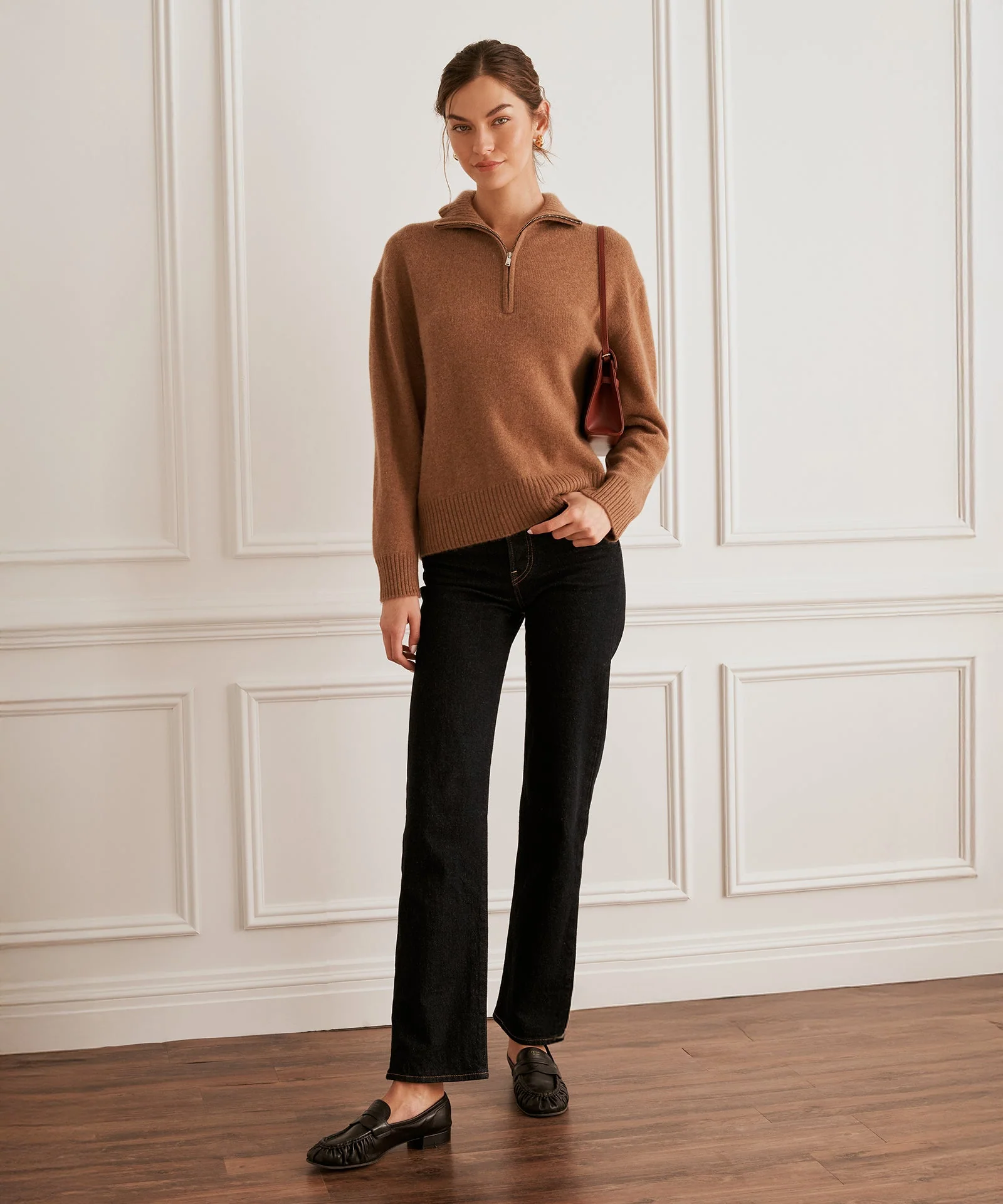 Luxe Cashmere High Neck Quarter Zip - Image 4