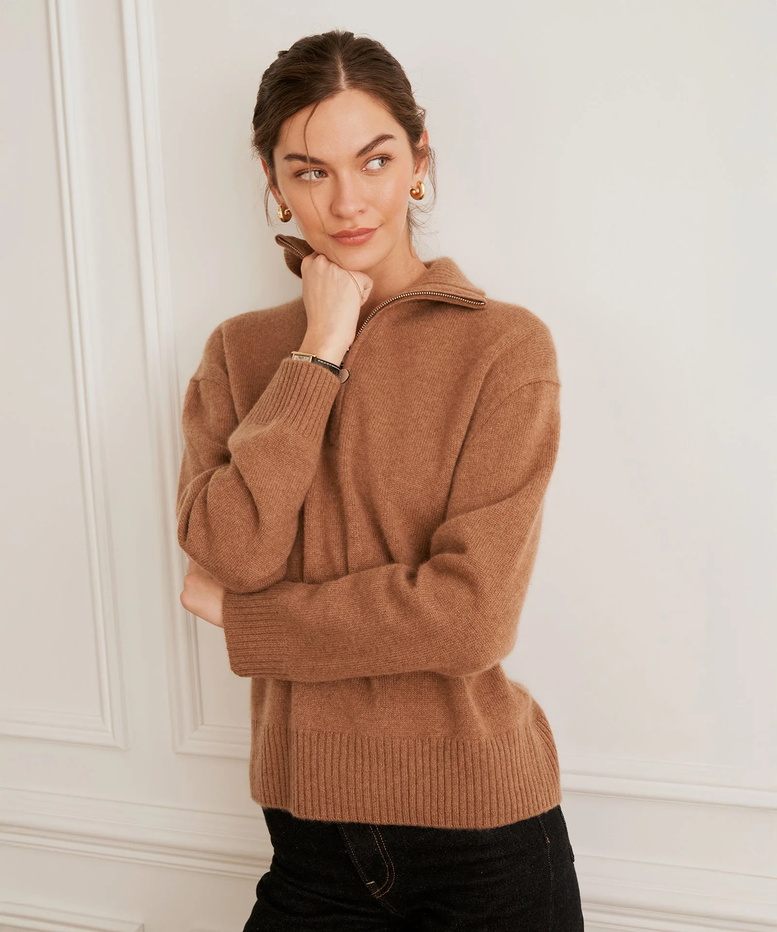 Luxe Cashmere High Neck Quarter Zip - Image 5