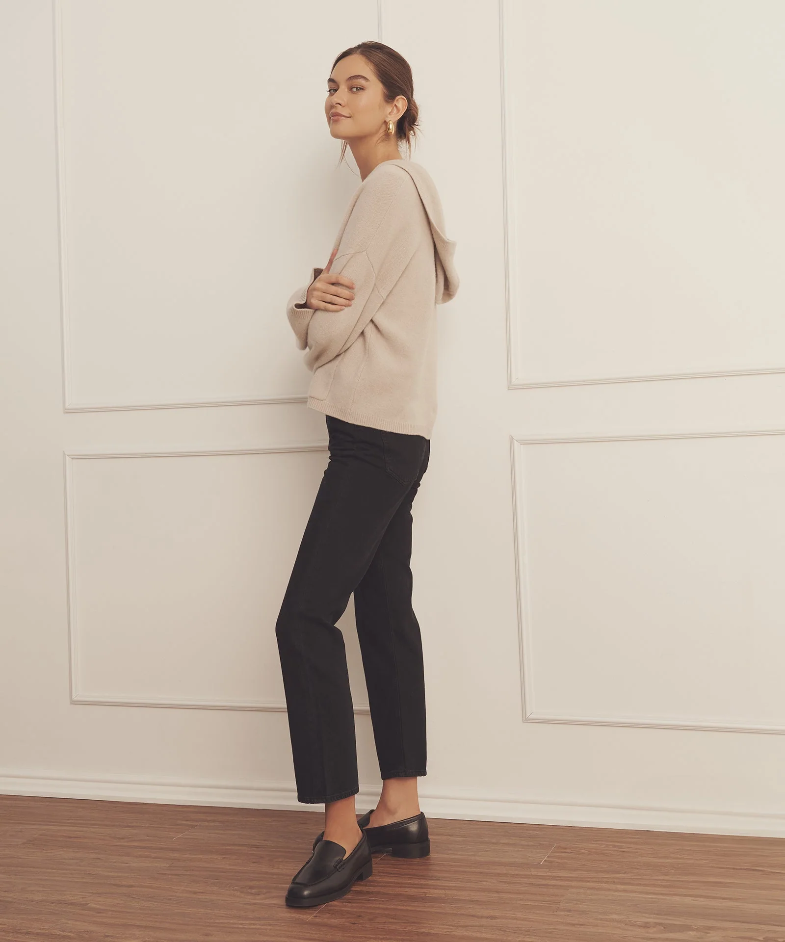 Luxe Cashmere Open Neck Hoodie - Image 12