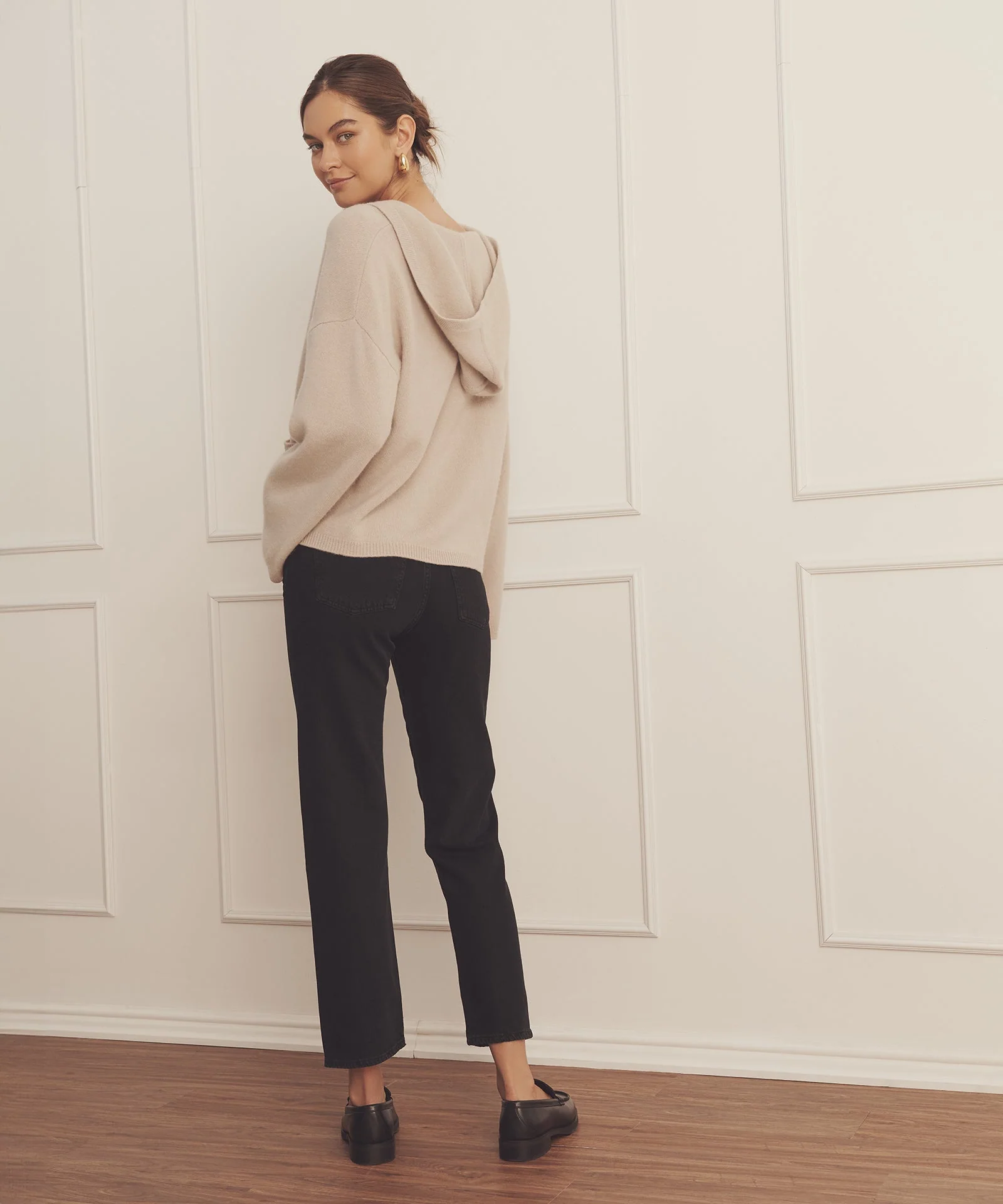 Luxe Cashmere Open Neck Hoodie - Image 13