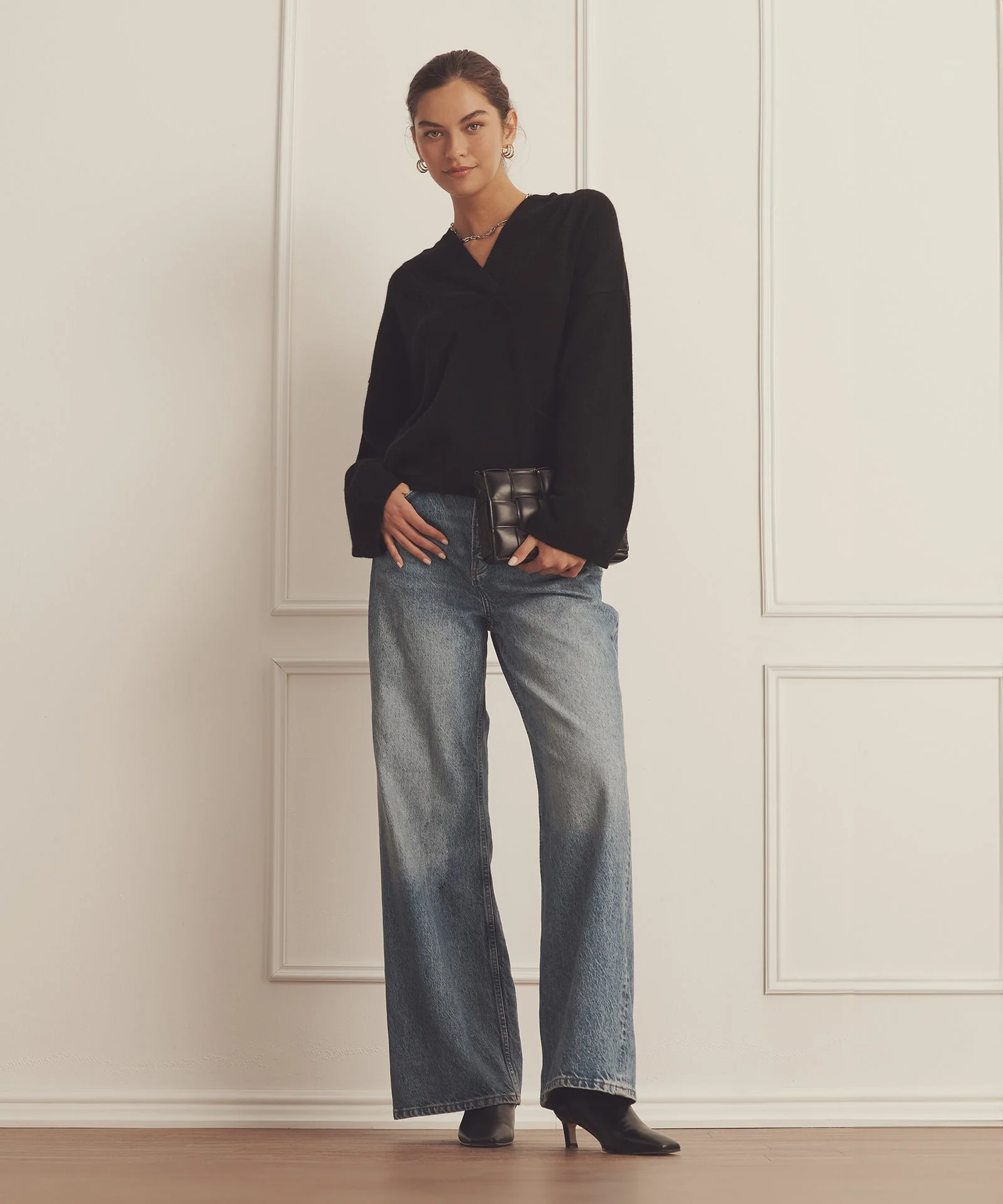 Luxe Cashmere Open Neck Hoodie - Image 14