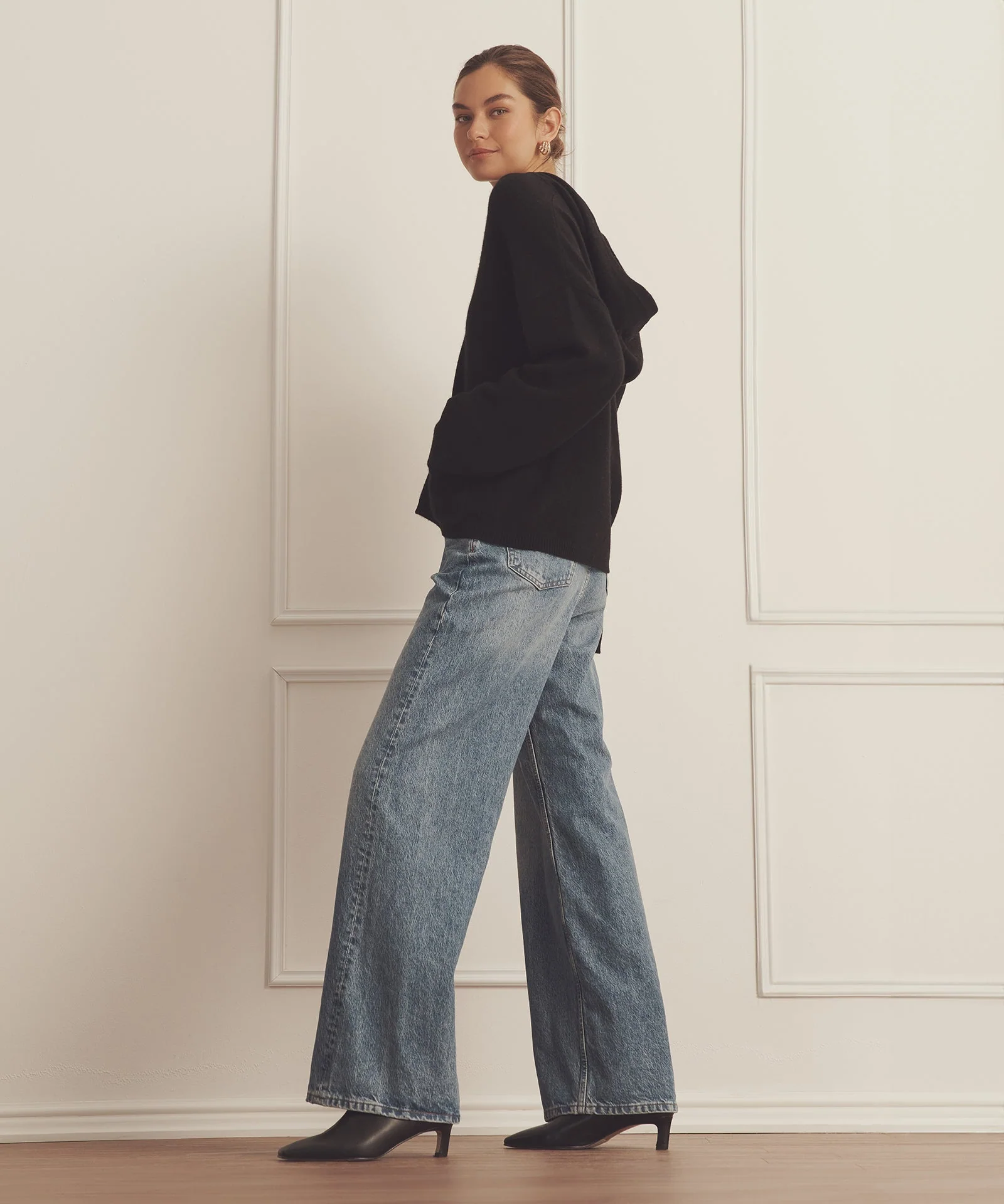 Luxe Cashmere Open Neck Hoodie - Image 15