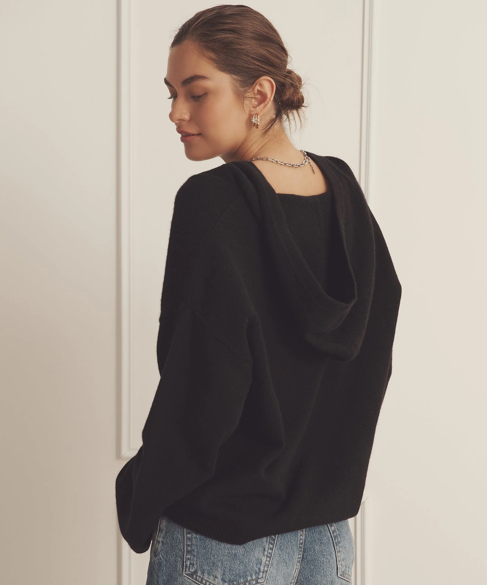 Luxe Cashmere Open Neck Hoodie - Image 18