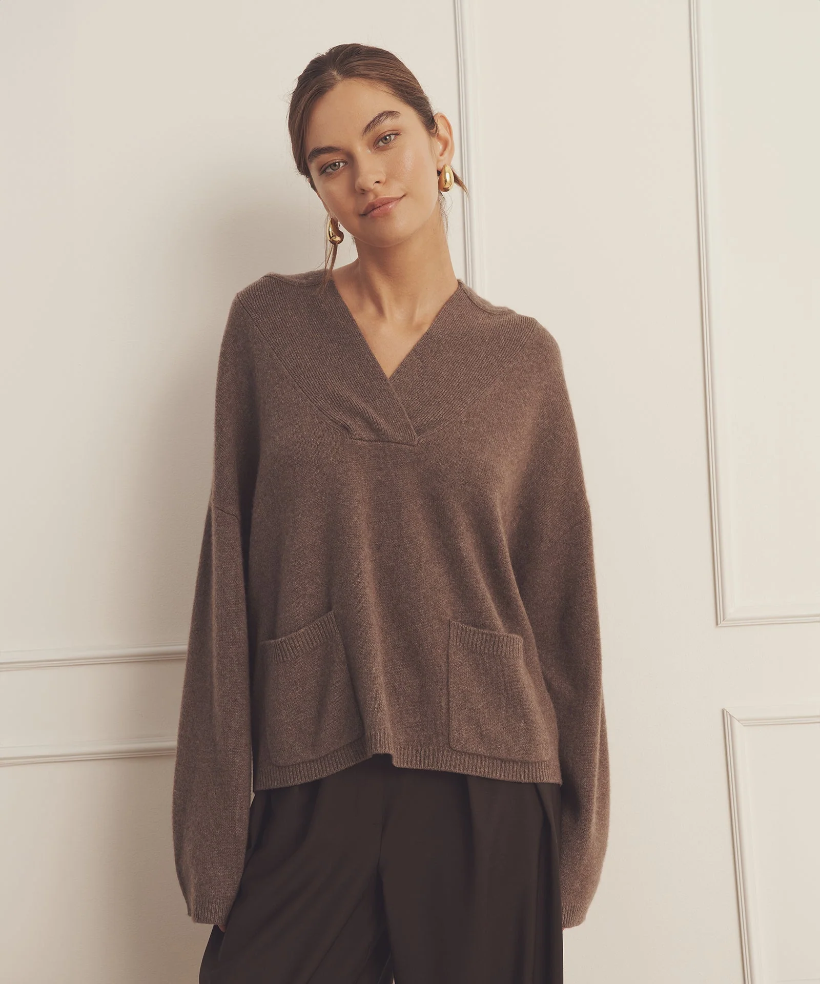 Luxe Cashmere Open Neck Hoodie - Image 3