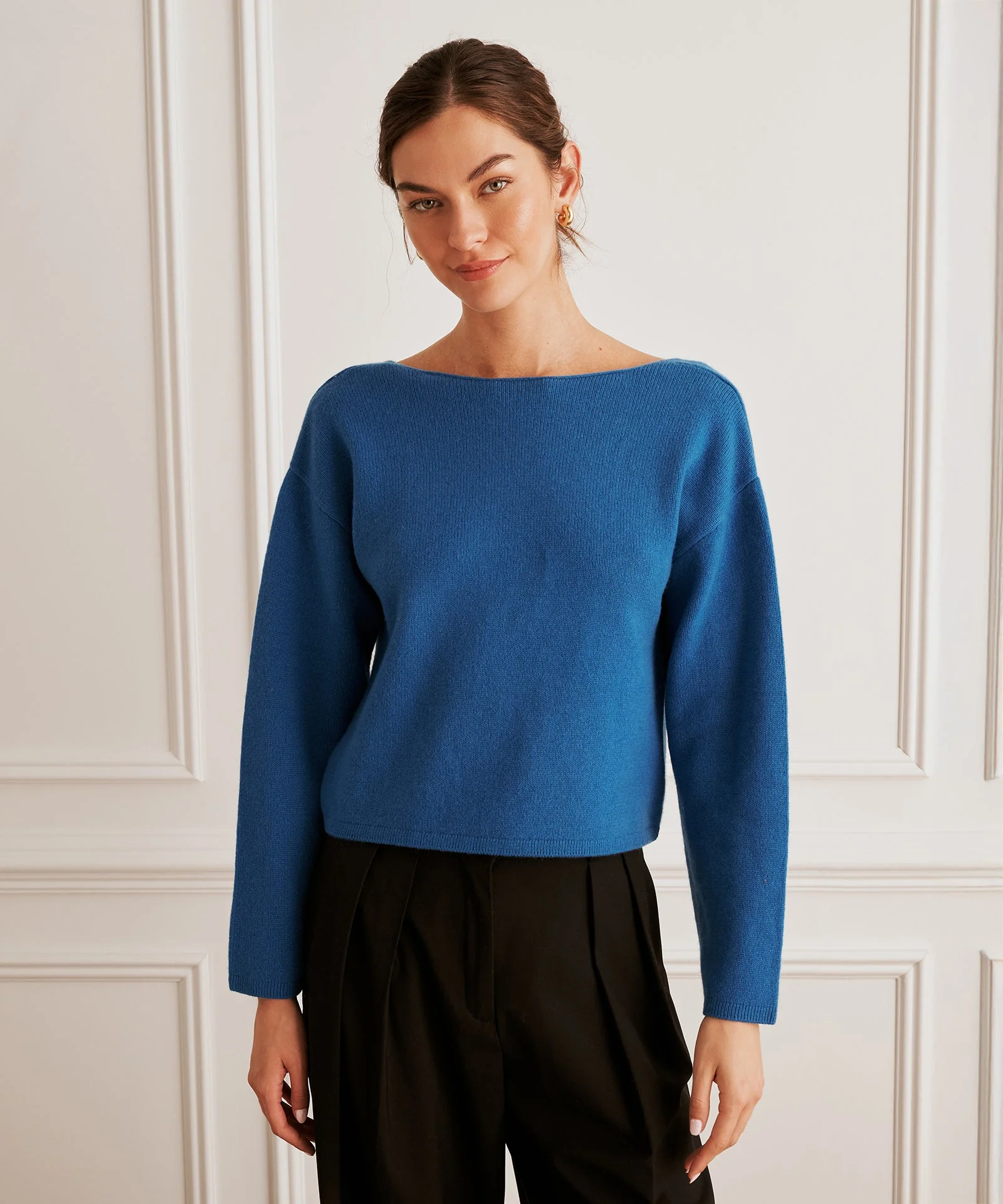 Reversible Cashmere Boatneck Sweater - Image 12