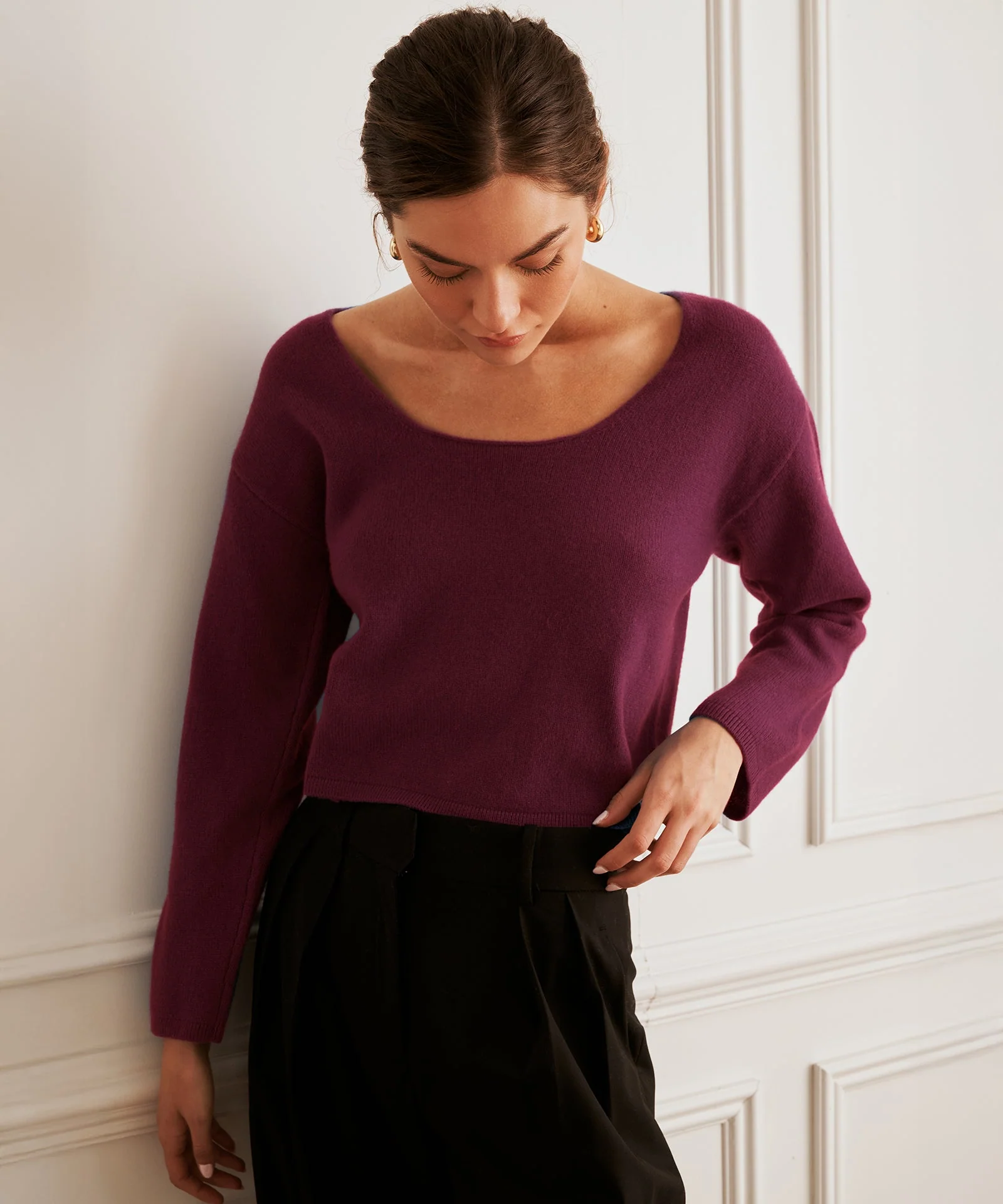 Reversible Cashmere Boatneck Sweater - Image 2