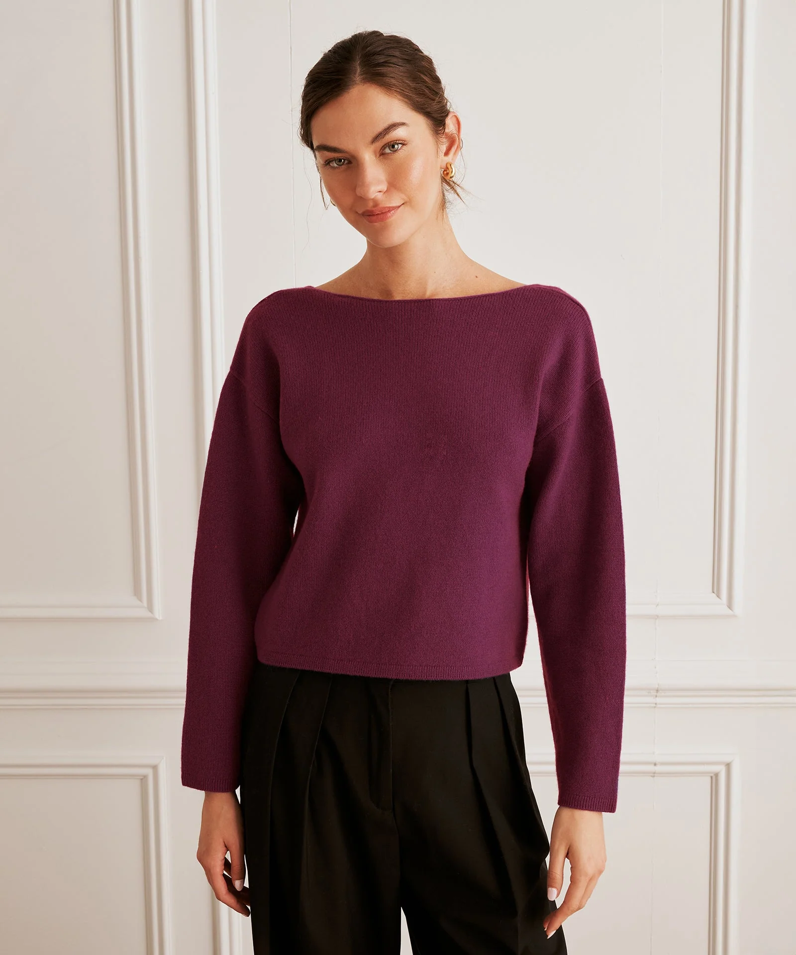 Reversible Cashmere Boatneck Sweater - Image 3