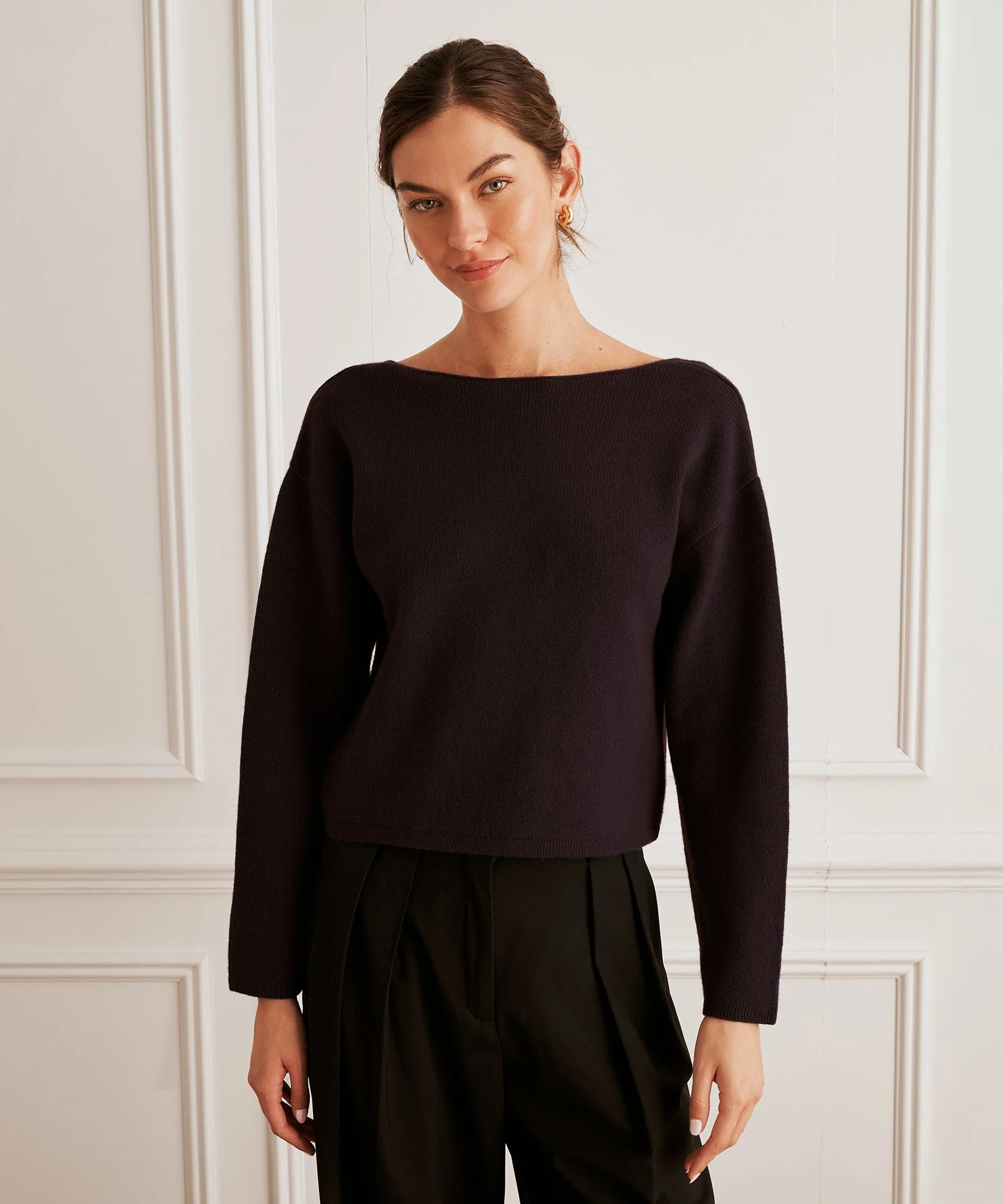 Reversible Cashmere Boatneck Sweater - Image 5