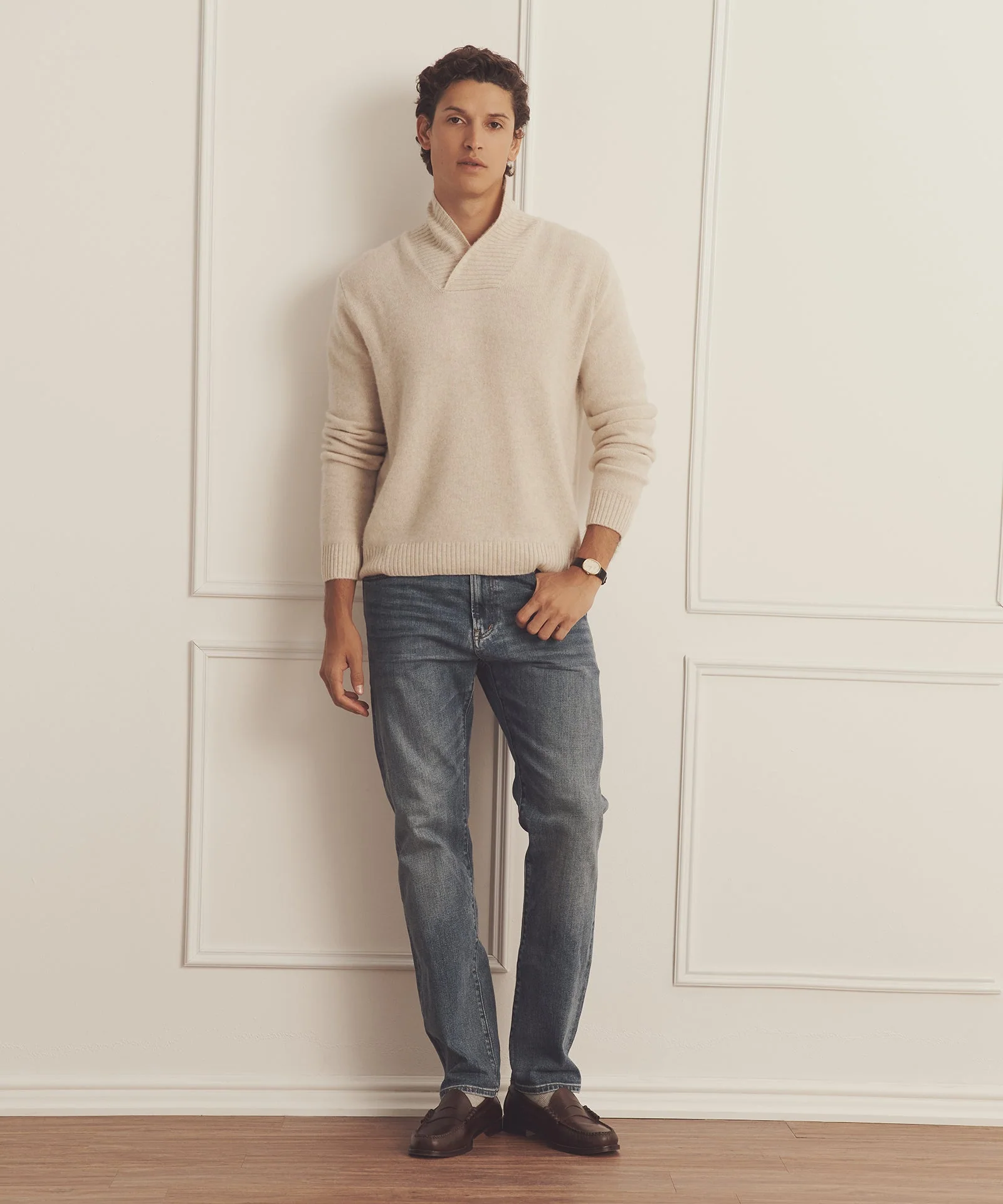 Luxe Cashmere Shawl Collar Pullover - Image 4
