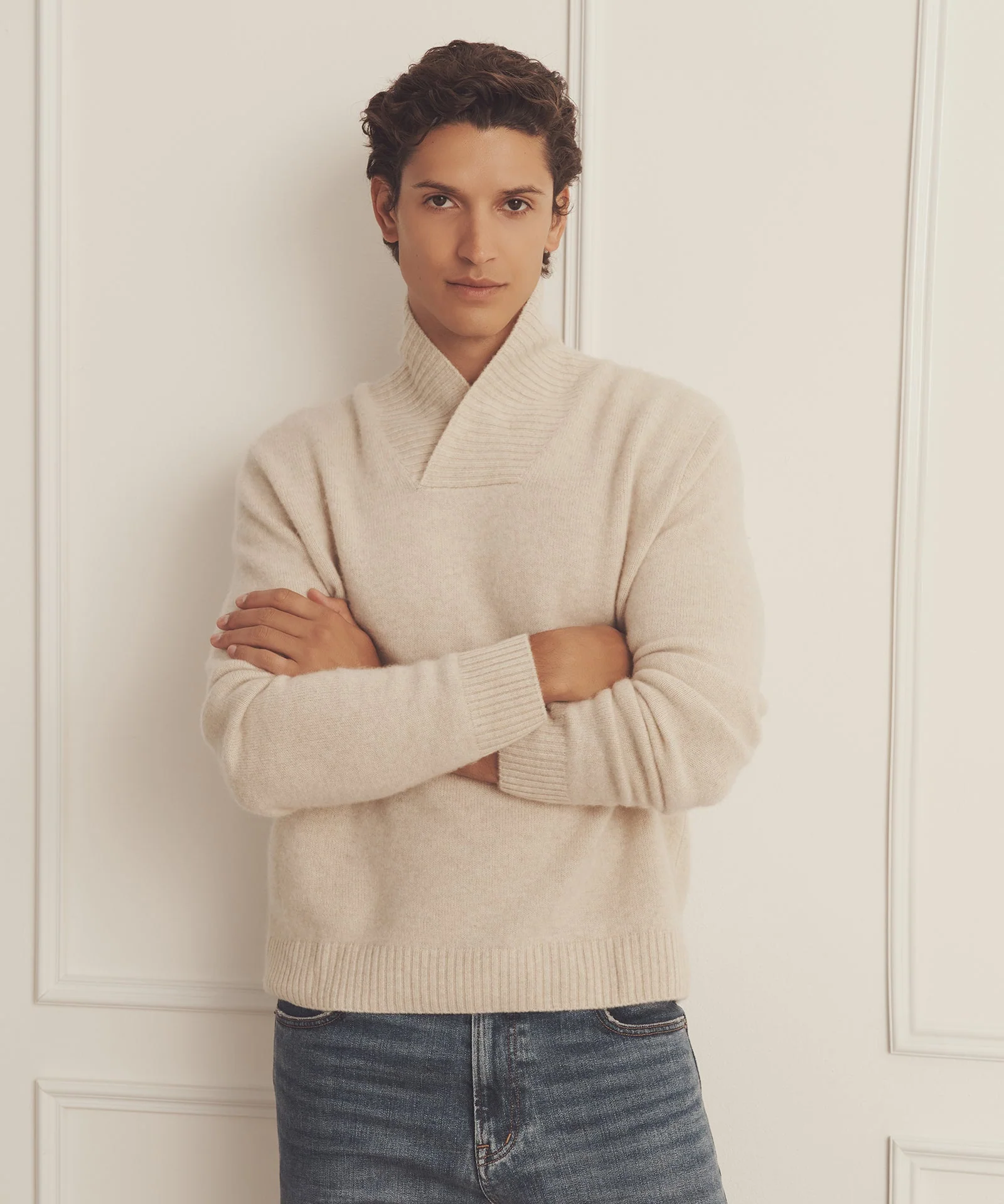 Luxe Cashmere Shawl Collar Pullover - Image 7