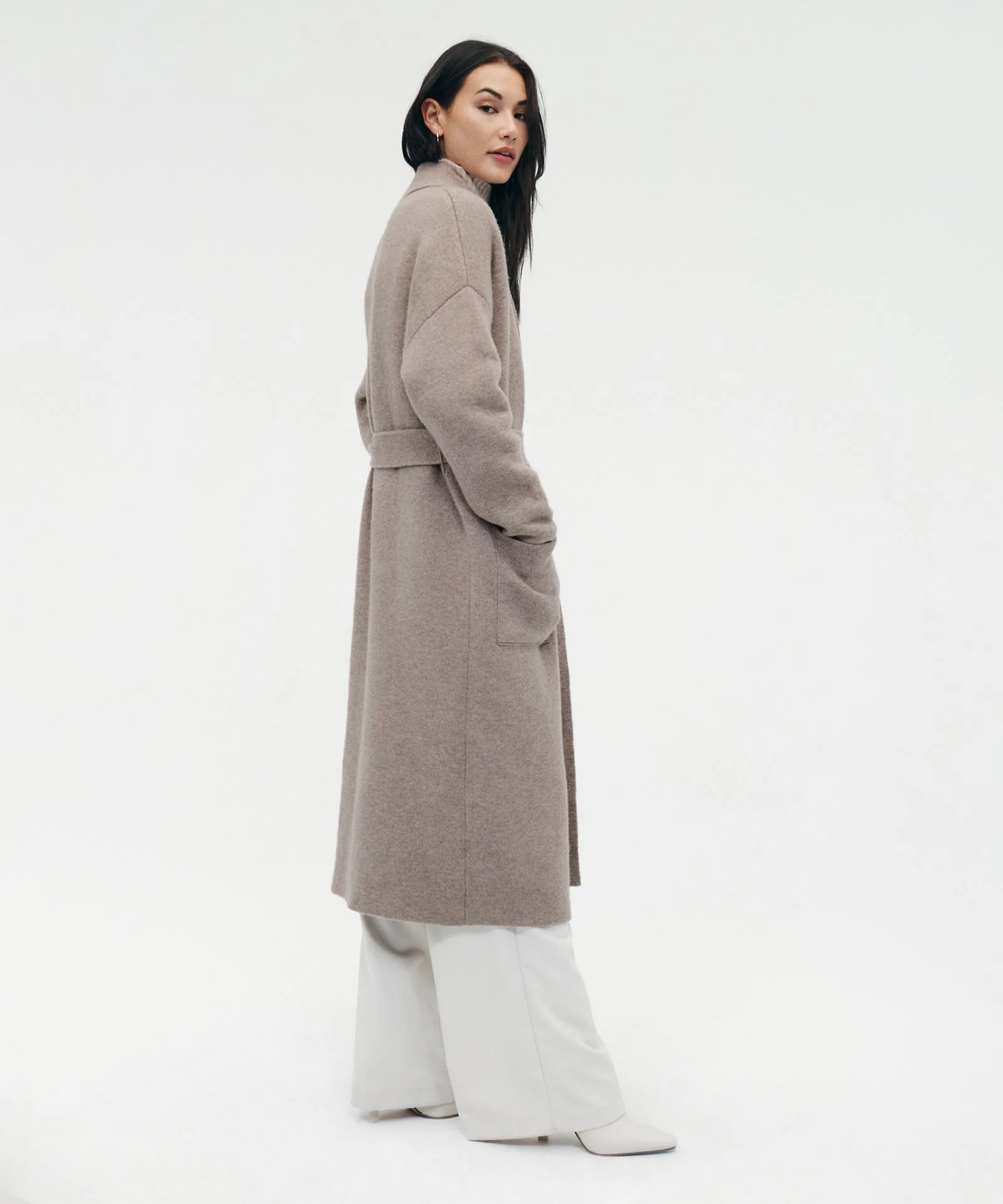 Luxe Merino Cashmere Tie Waist Coat - Image 13