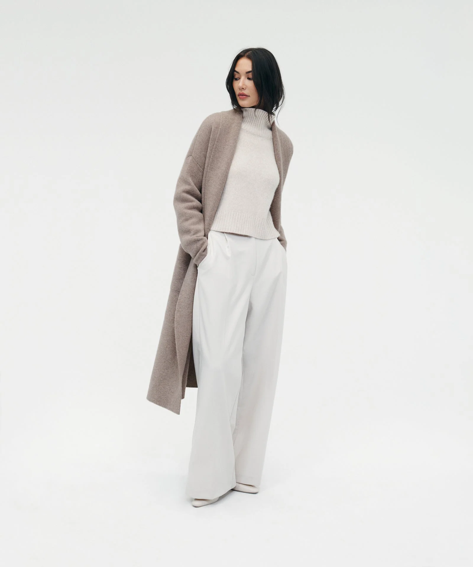 Luxe Merino Cashmere Tie Waist Coat - Image 14
