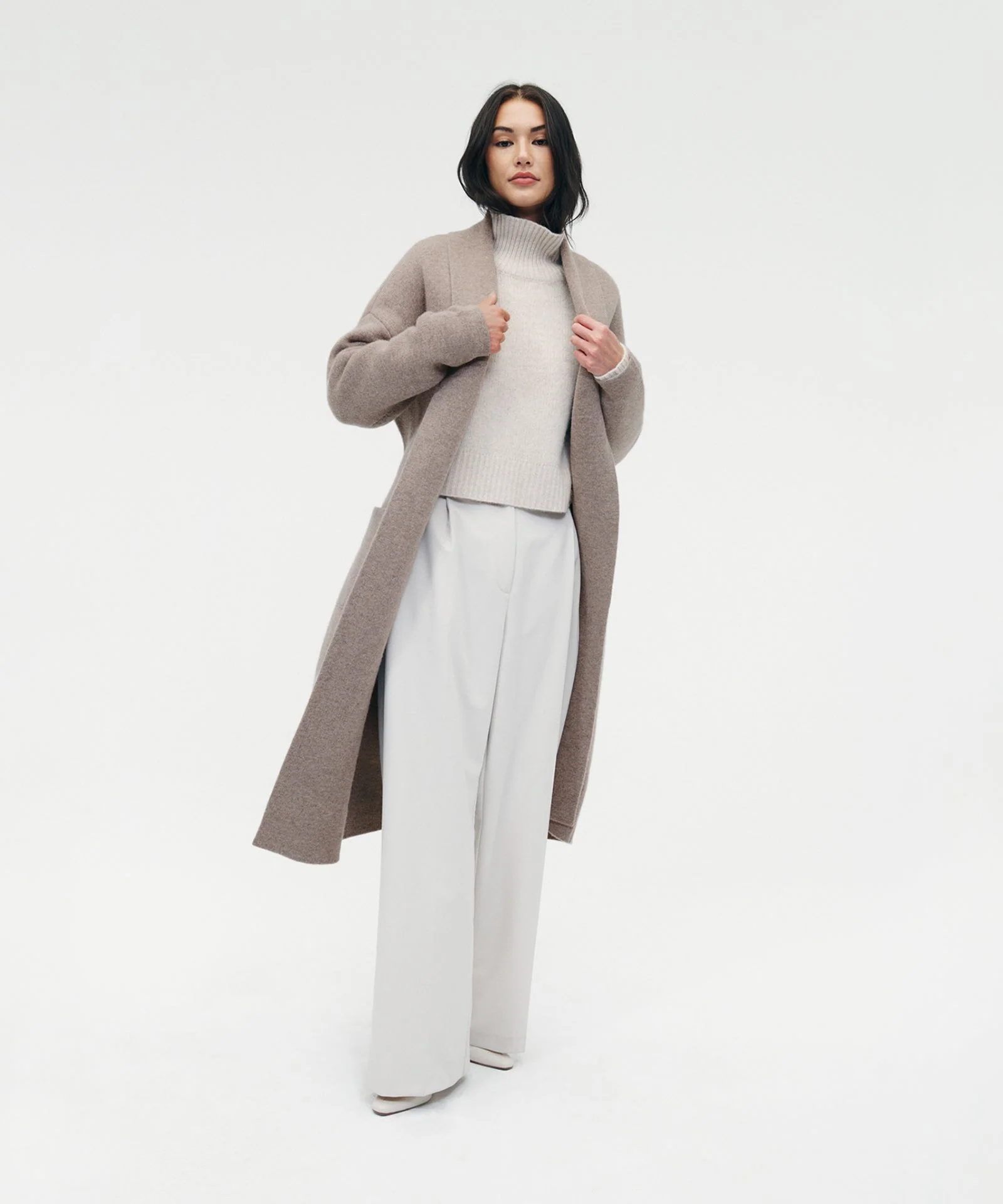 Luxe Merino Cashmere Tie Waist Coat - Image 3