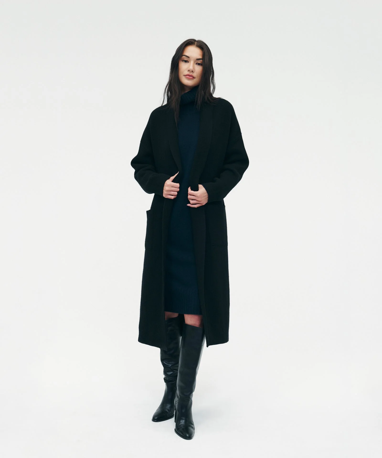 Luxe Merino Cashmere Tie Waist Coat - Image 4