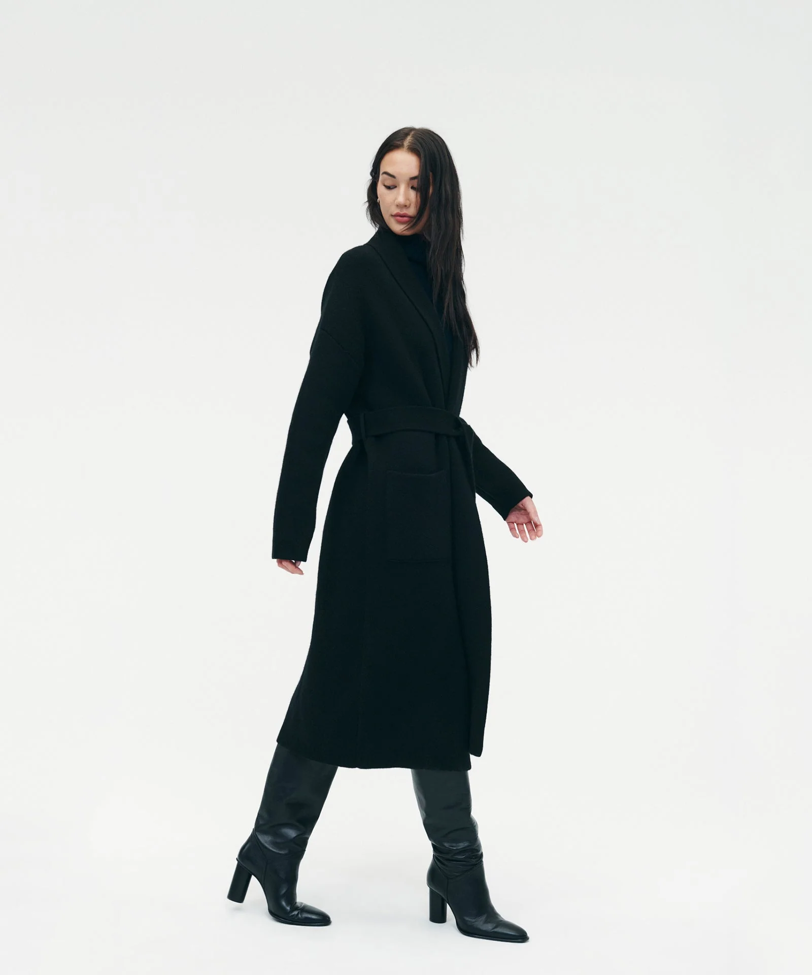Luxe Merino Cashmere Tie Waist Coat - Image 5