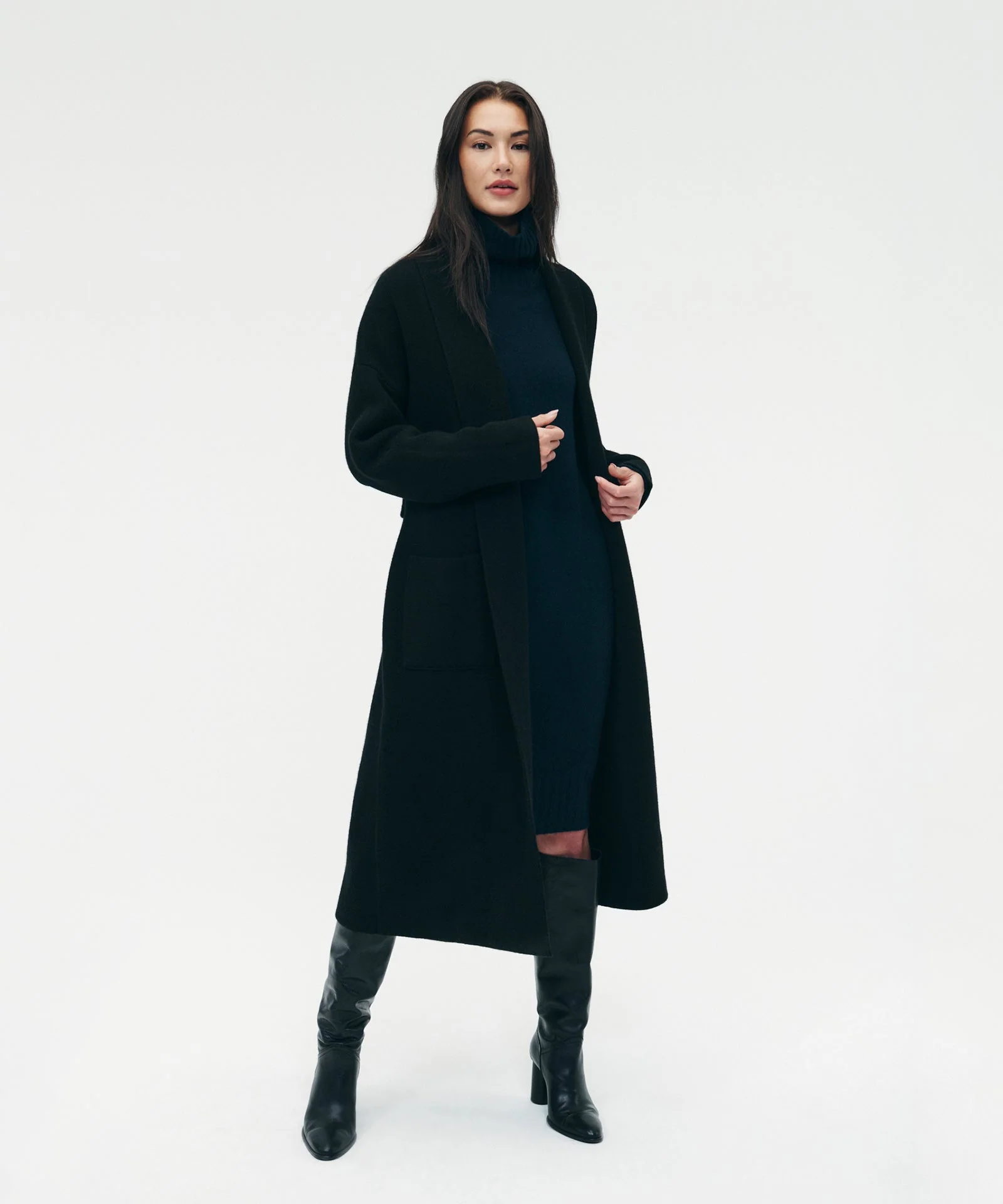 Luxe Merino Cashmere Tie Waist Coat - Image 8