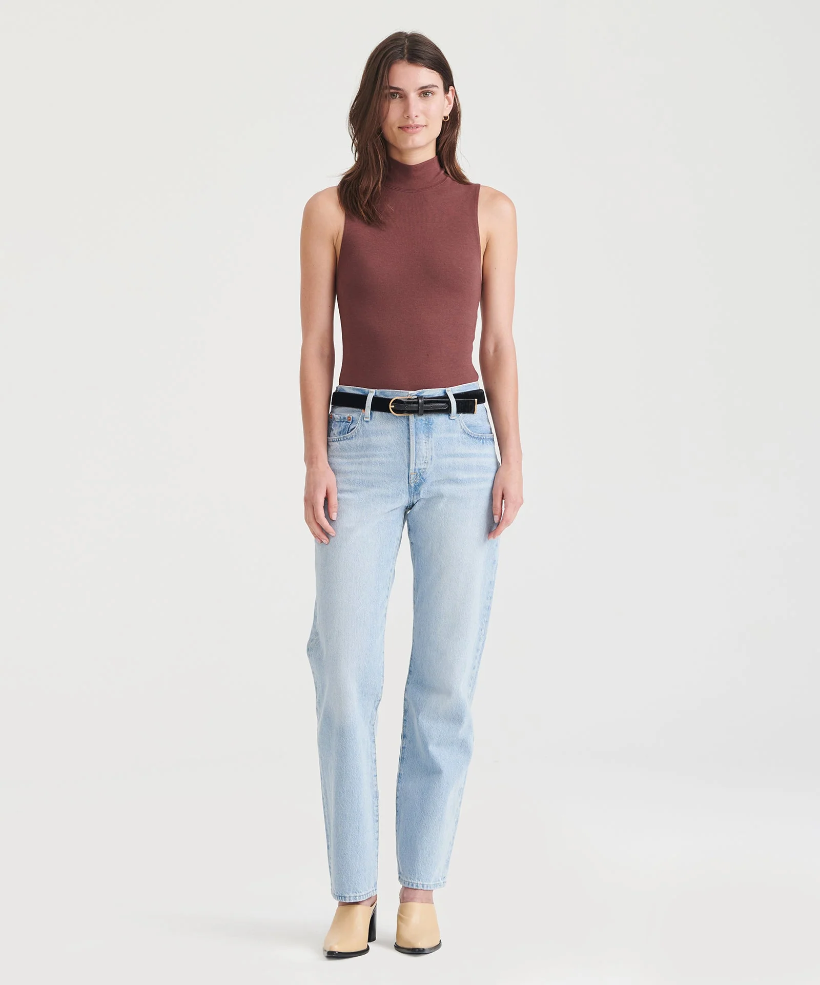 Modal Cashmere Sleeveless Mockneck Bodysuit - Image 12