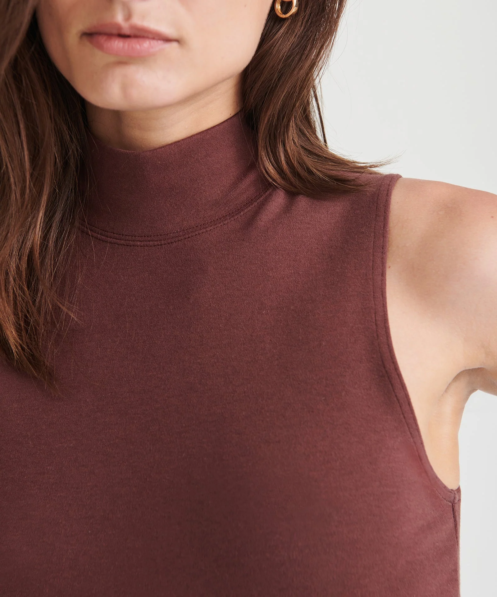 Modal Cashmere Sleeveless Mockneck Bodysuit - Image 13