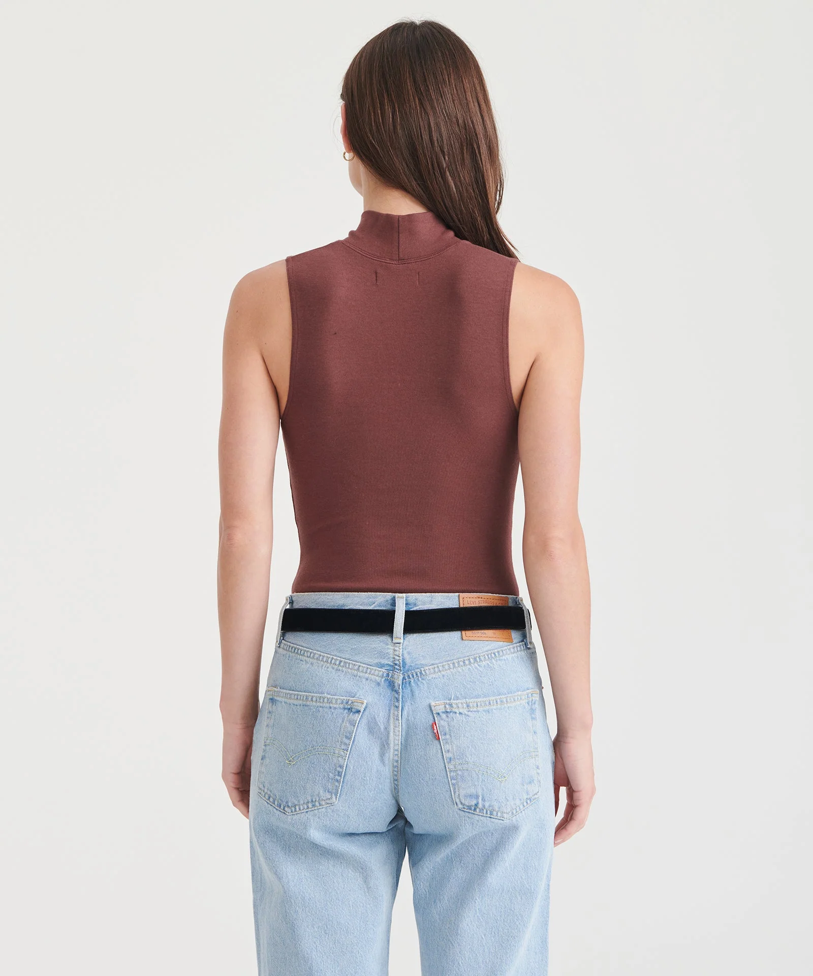 Modal Cashmere Sleeveless Mockneck Bodysuit - Image 16