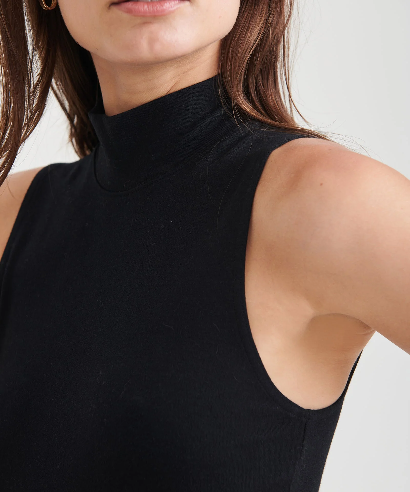 Modal Cashmere Sleeveless Mockneck Bodysuit - Image 9
