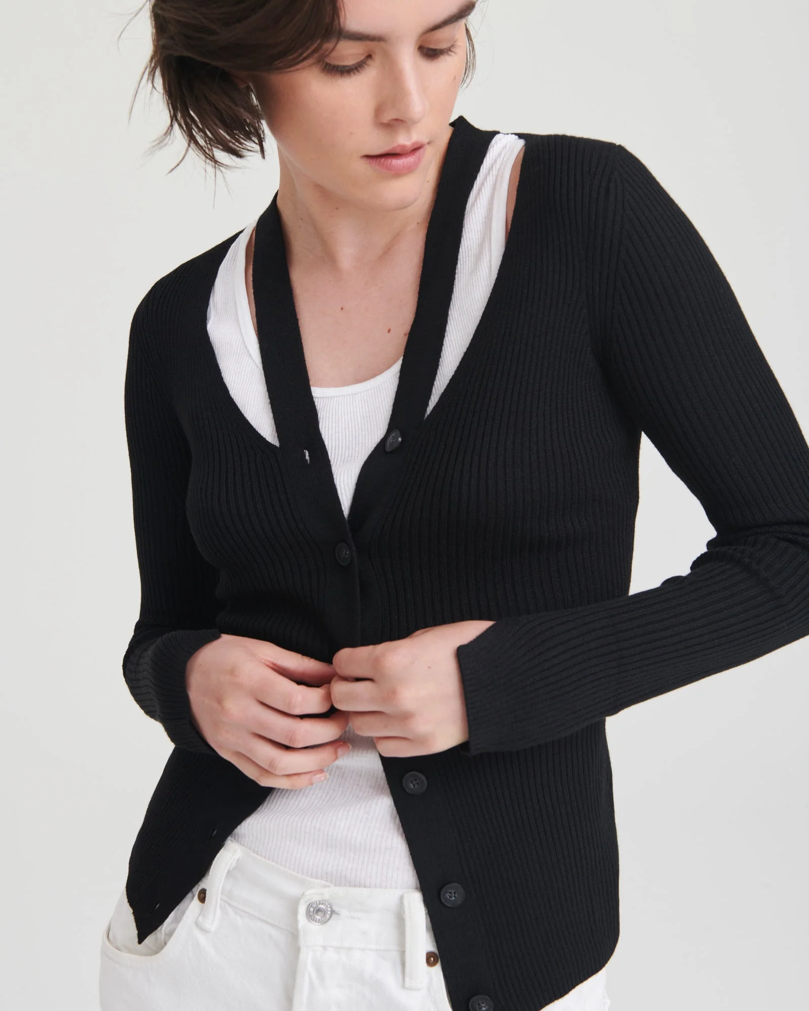 Ribbed Cut Out Cardigan - Image 4