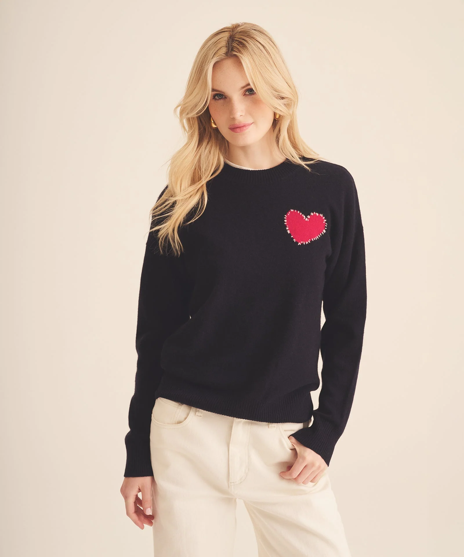 Signature Cashmere Embroidered Heart Sweater - Image 2