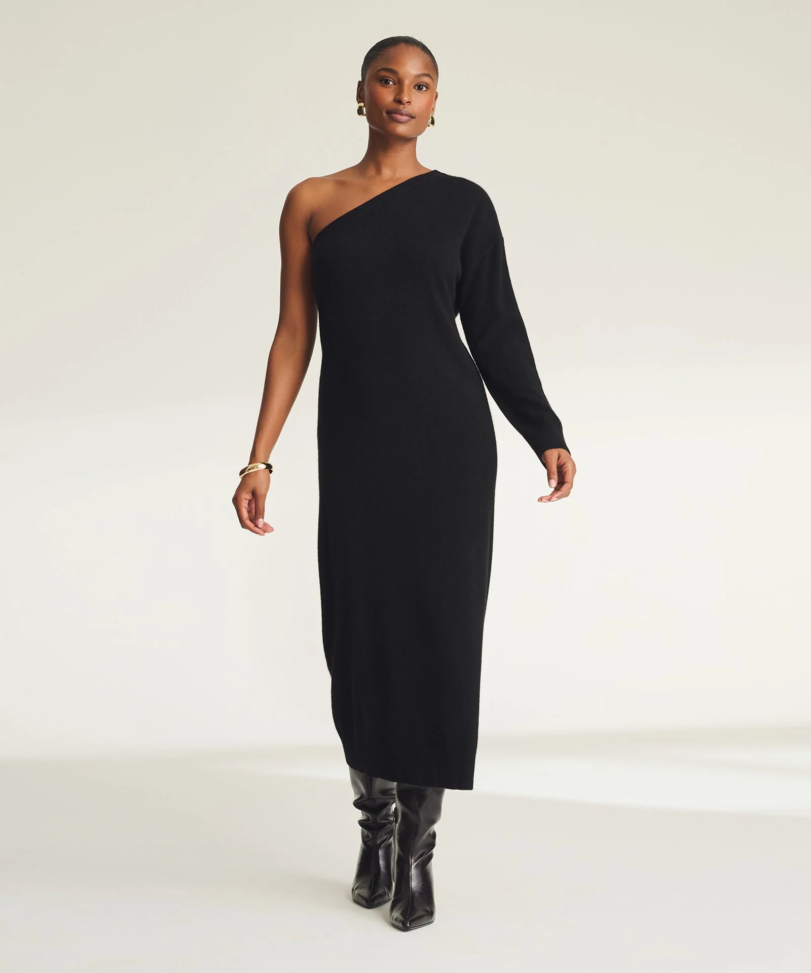Signature Cashmere One Shoulder Dress - Image 3