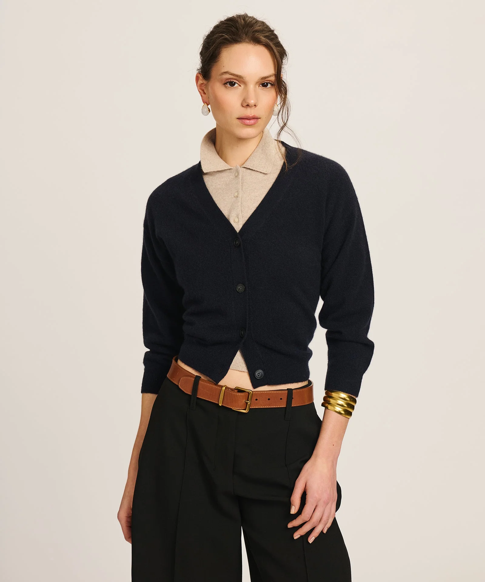 Signature Cashmere Three-Quarter Sleeve Cardigan - Image 5