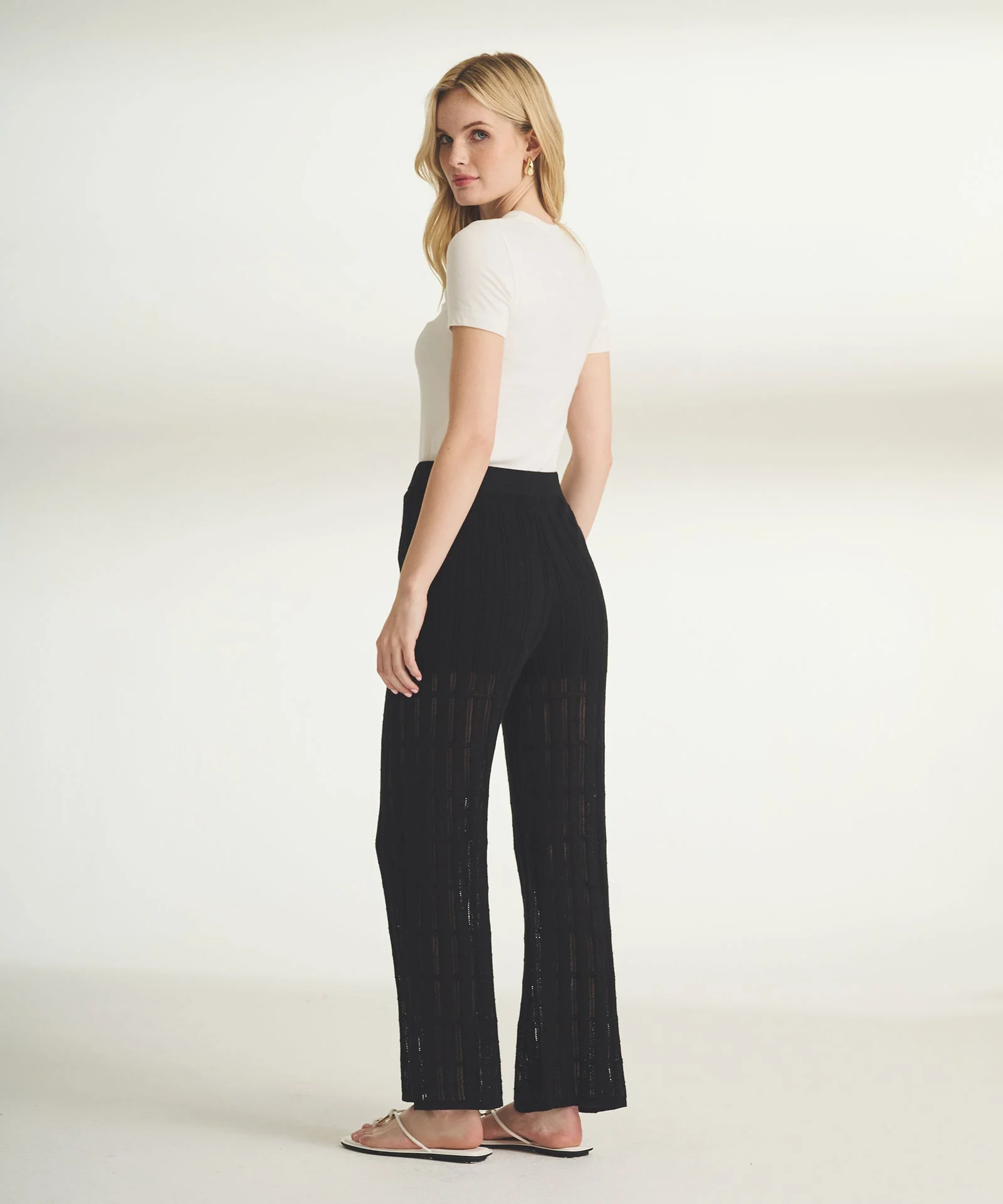 Silk Blend Pointelle Cropped Pant - Image 3