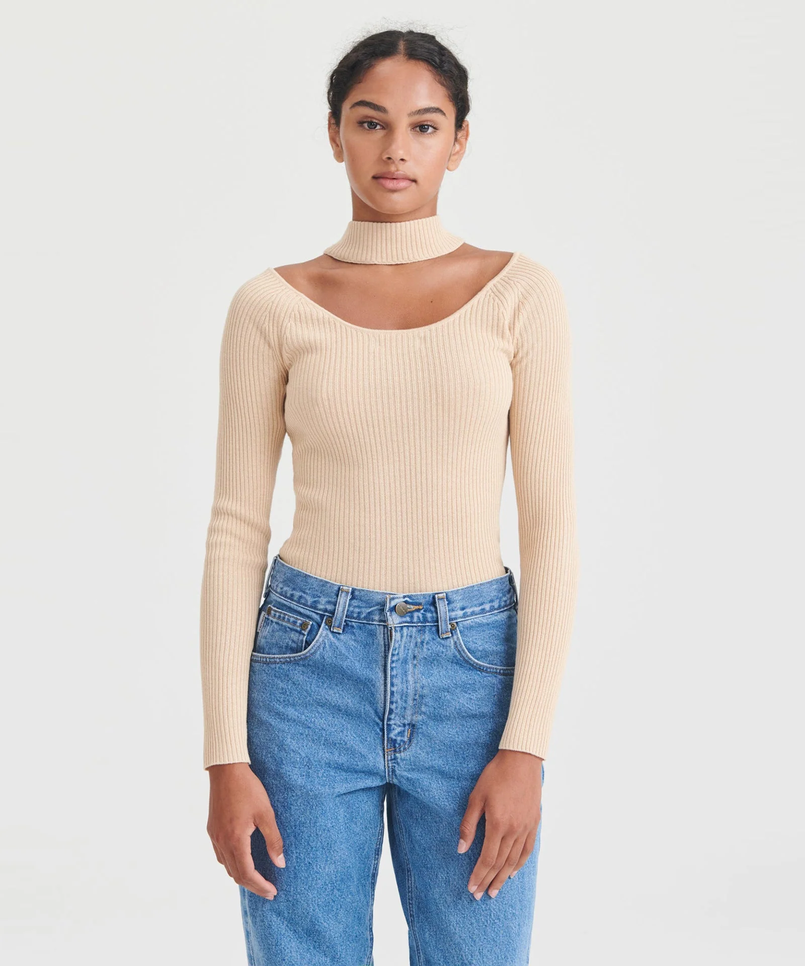 Silk Cashmere Cutout Turtleneck - Image 3
